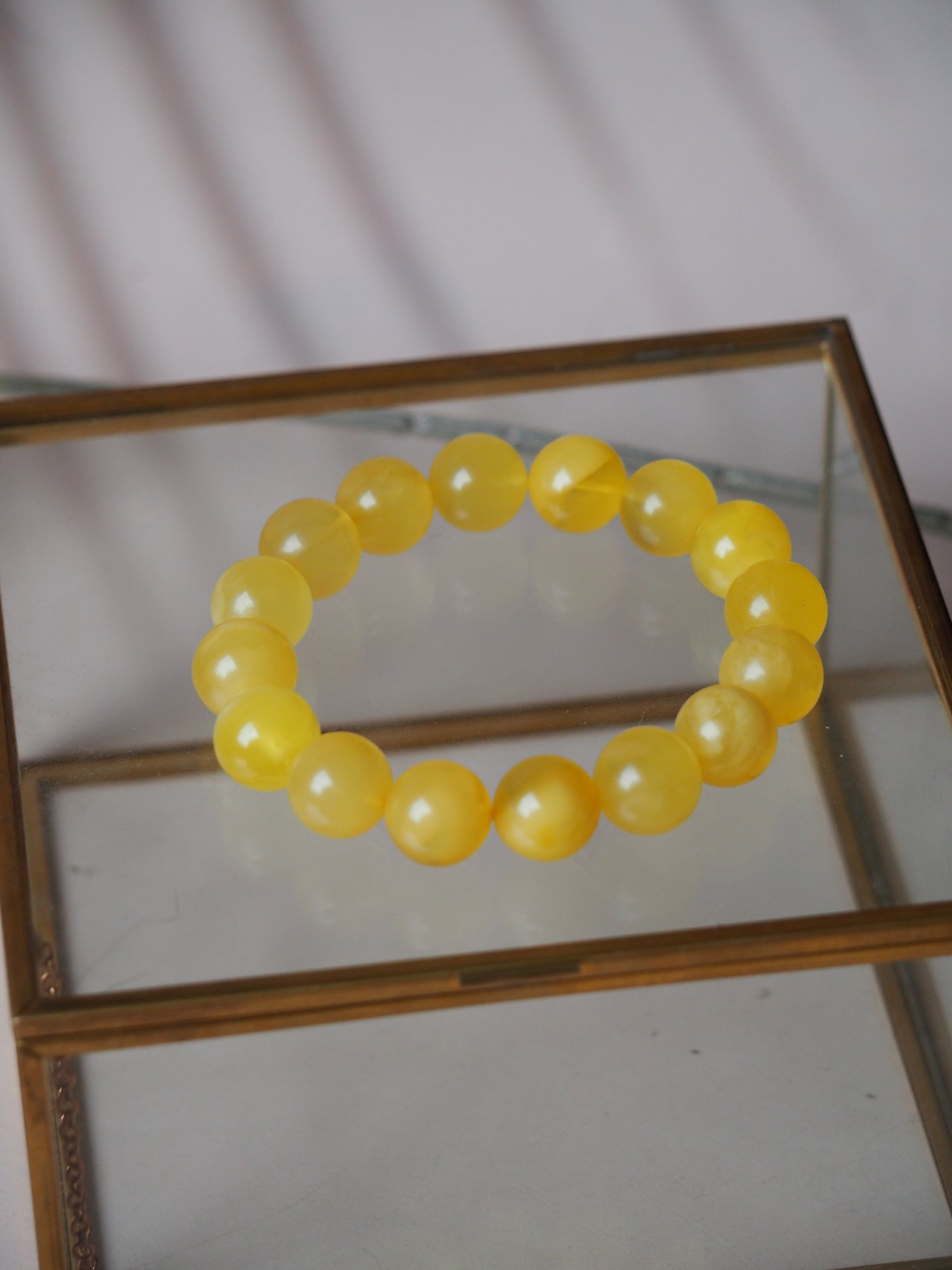 Natural Milk/ Transparent Amber Beaded Bracelet 13,5mm with Certificate