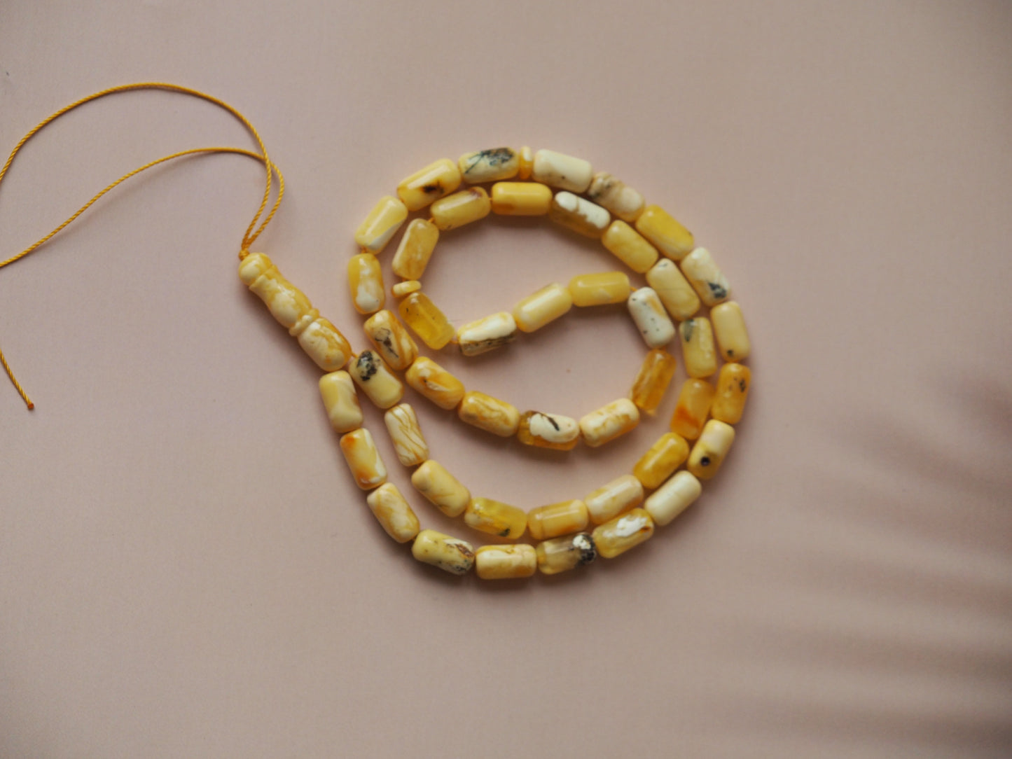 Natural Royal White Amber Barrel Shape Rosary Prayer Beads 18,5g