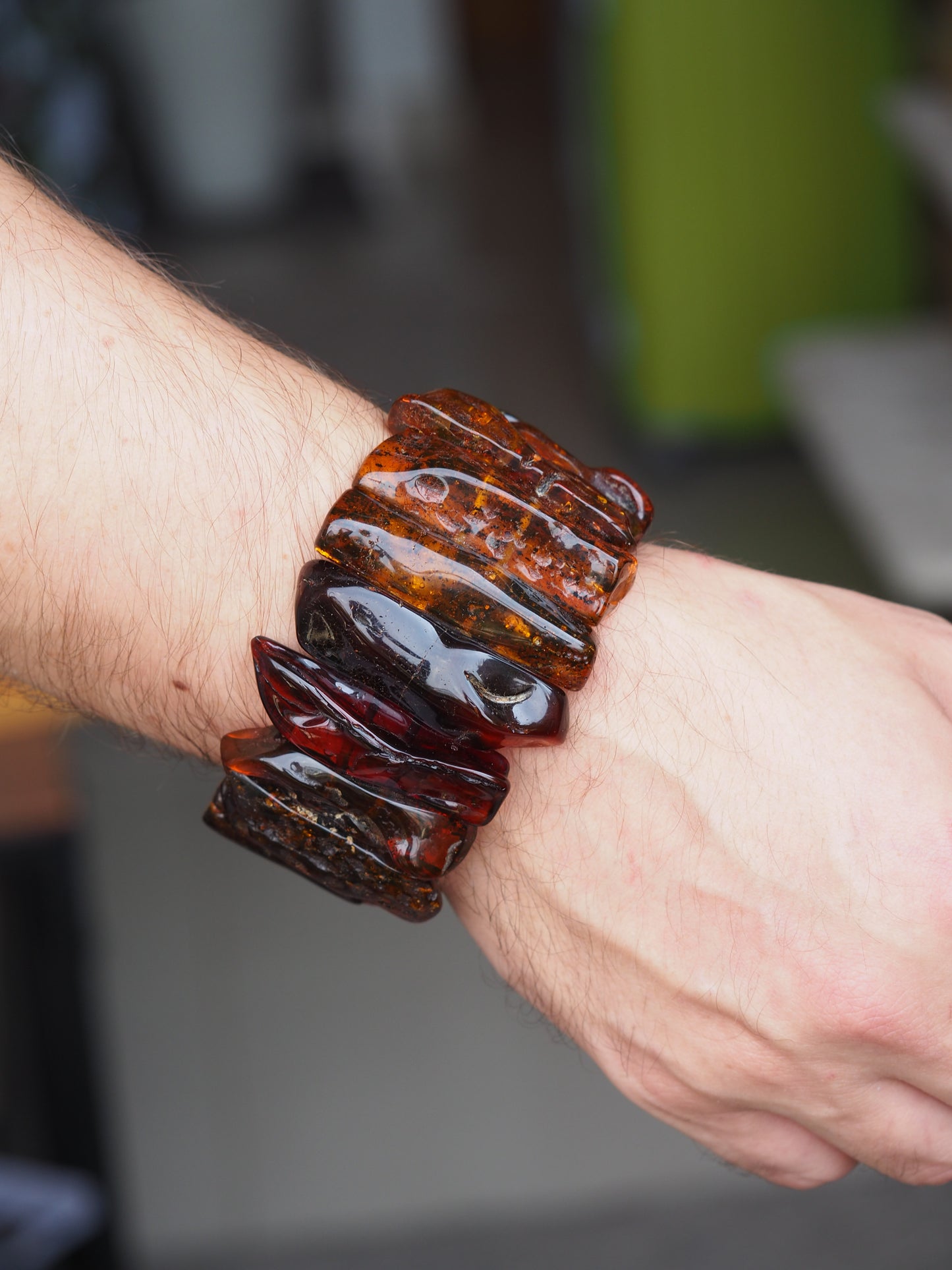 Big Unique Natural Raw Amber Irregular Pieces Bracelet 78,2g
