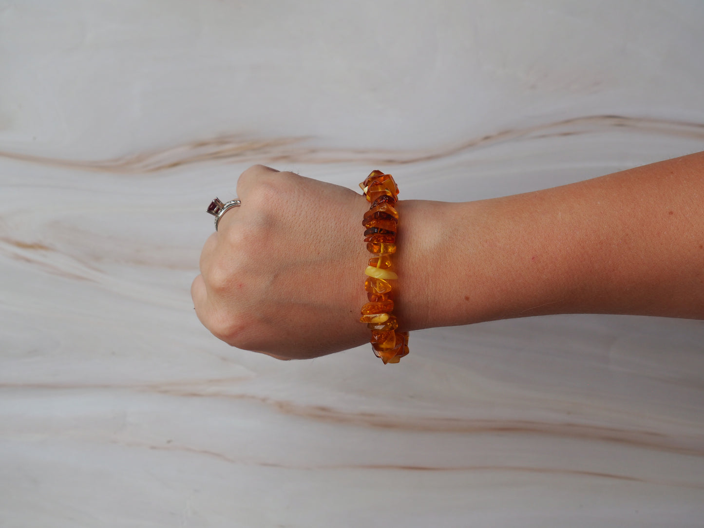 Cognac Amber/ Butterscotch Amber Raw Polished Bracelet with Irregular Beads