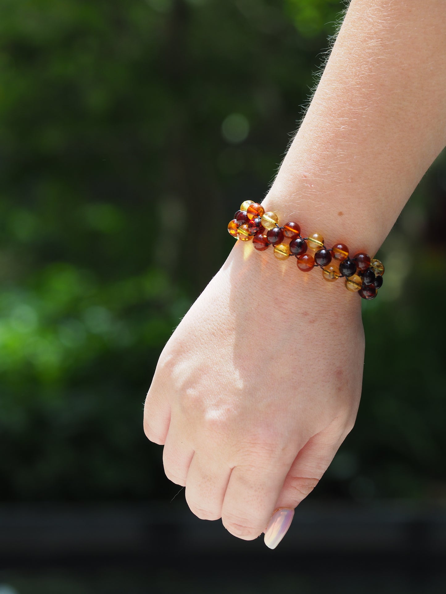 Multicolor Amber Woven Handmade Bracelet with Magnetic Clasp