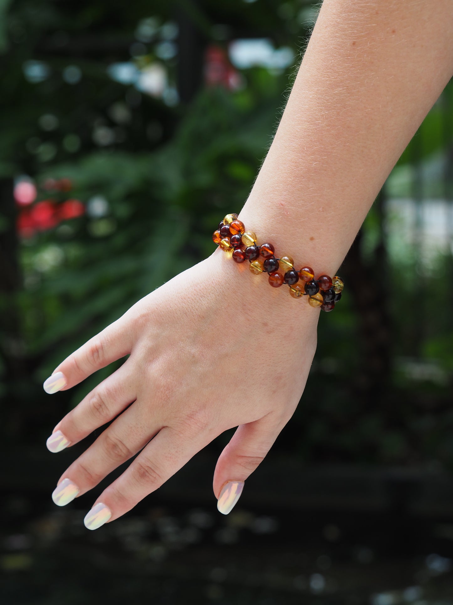 Multicolor Amber Woven Handmade Bracelet with Magnetic Clasp