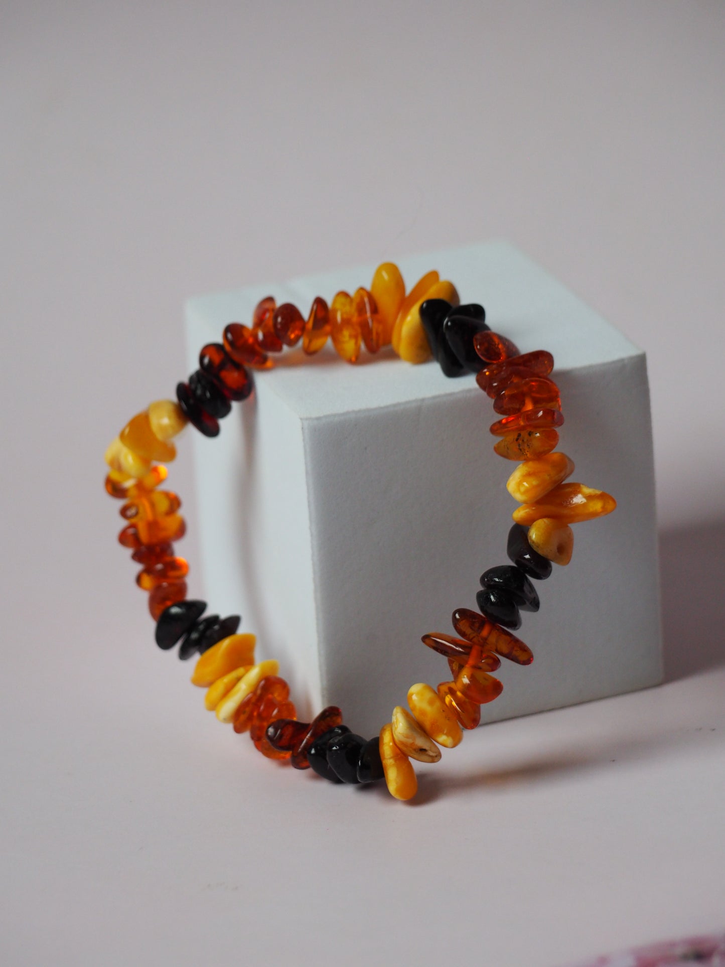 Multicolor Amber Irregular Polished Bracelet