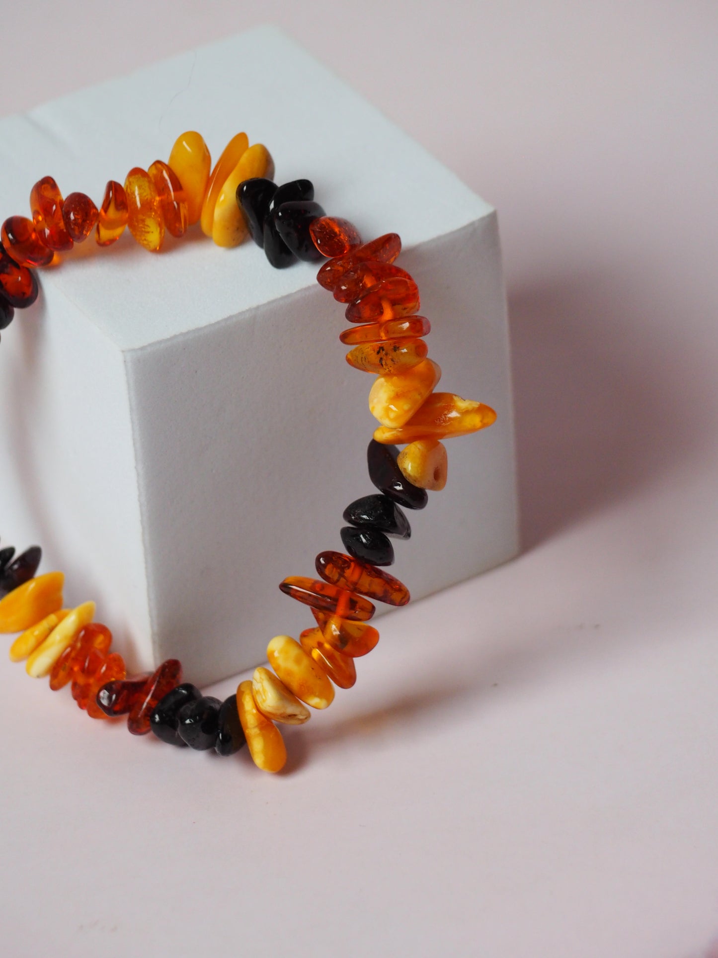 Multicolor Amber Irregular Polished Bracelet