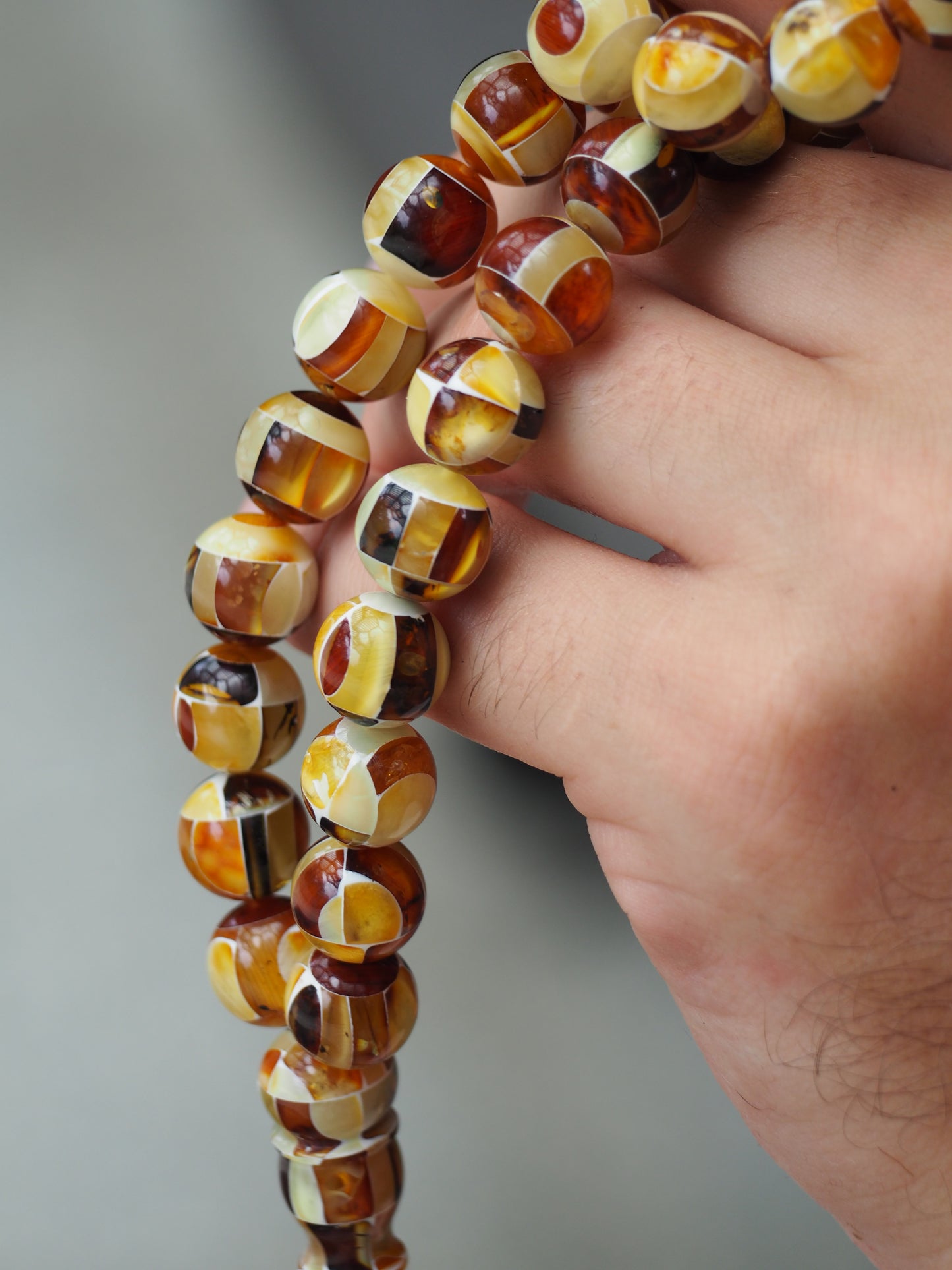 Natural Mozaic Multicolor Amber Rosary 12mm