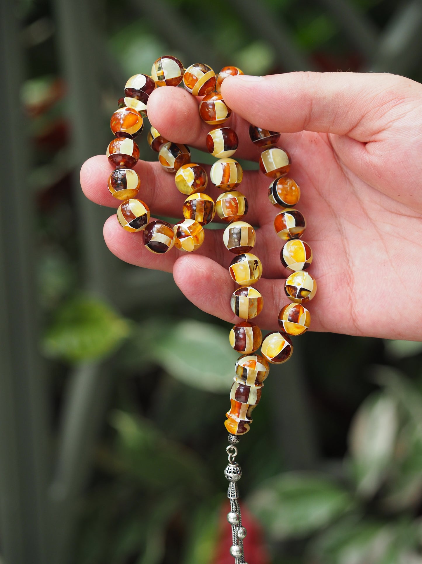 Natural Mozaic Multicolor Amber Rosary 12mm