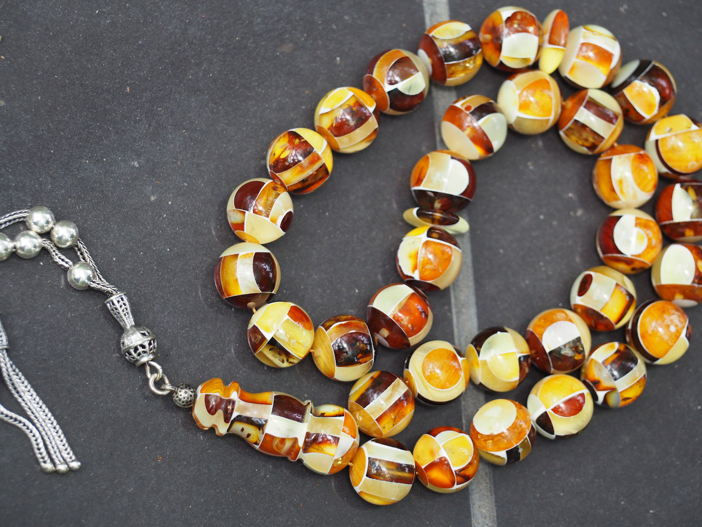 Natural Mozaic Multicolor Amber Rosary 12mm