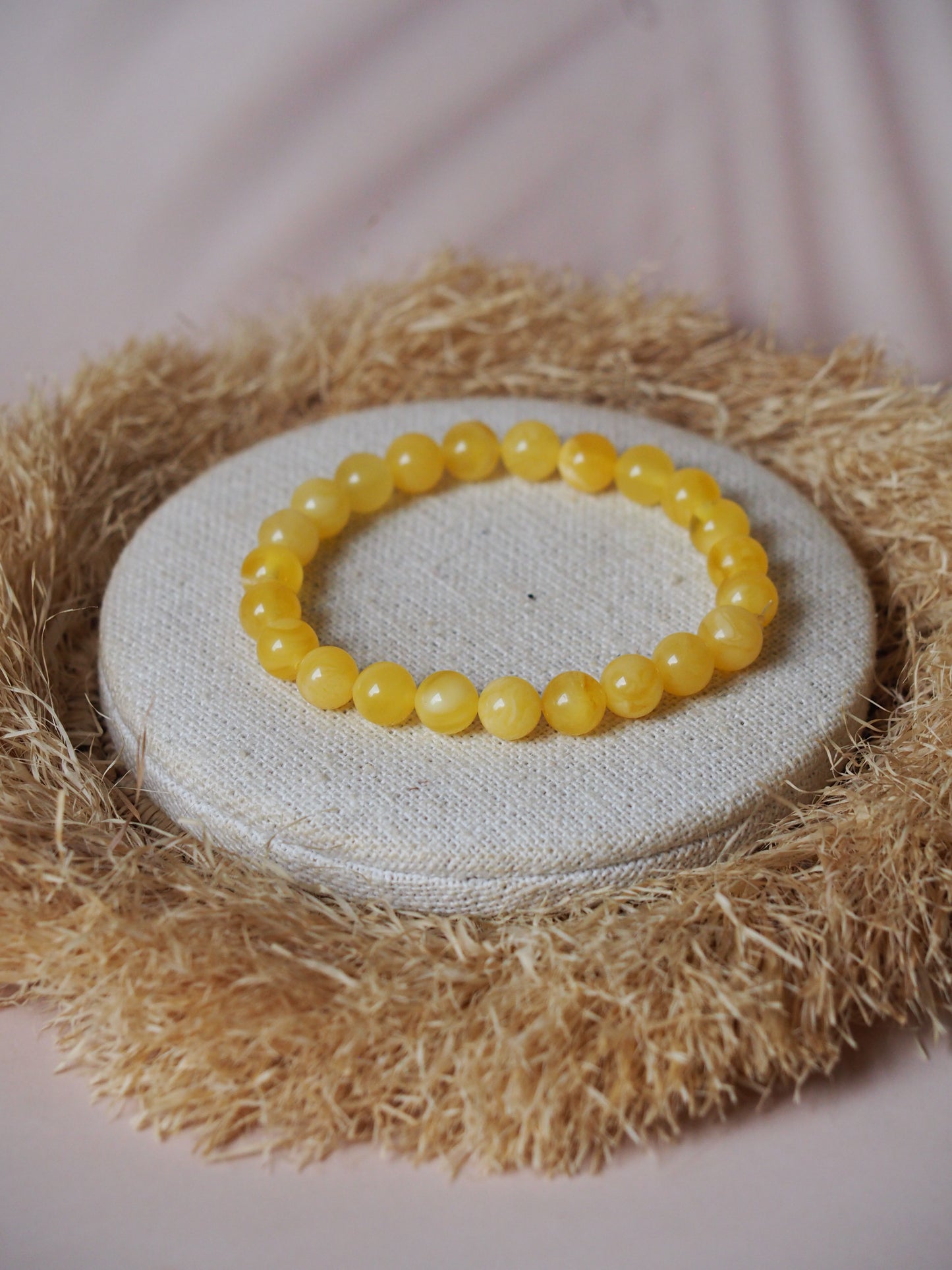 Natural Butterscotch "Cloudy" Amber Beaded Bracelet 8mm