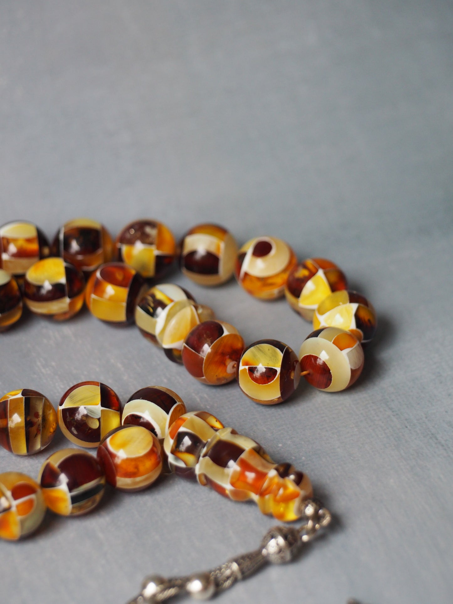 Natural Mozaic Multicolor Amber Rosary 12mm