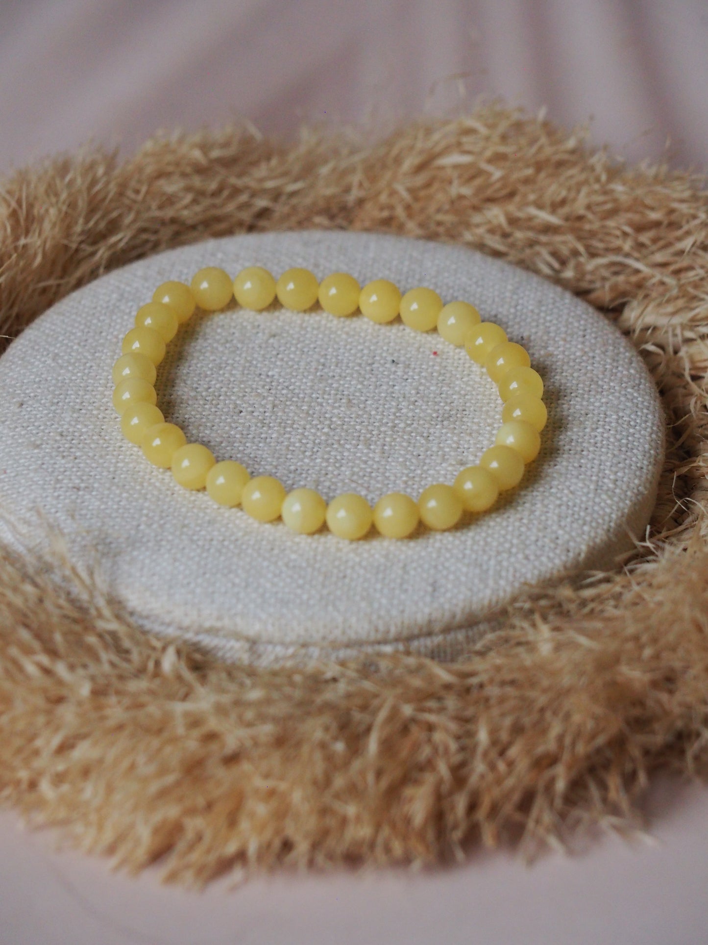 Milk/ Butterscotch Natural Amber Beaded Bracelet 6.5mm