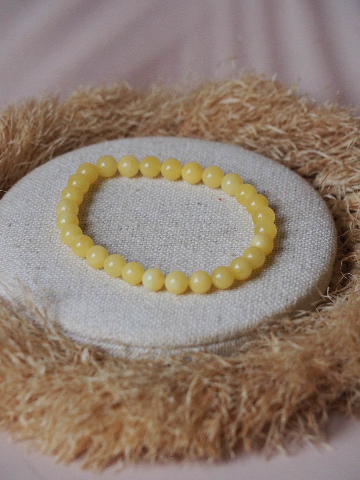 Milk/ Butterscotch Natural Amber Beaded Bracelet 6.5mm