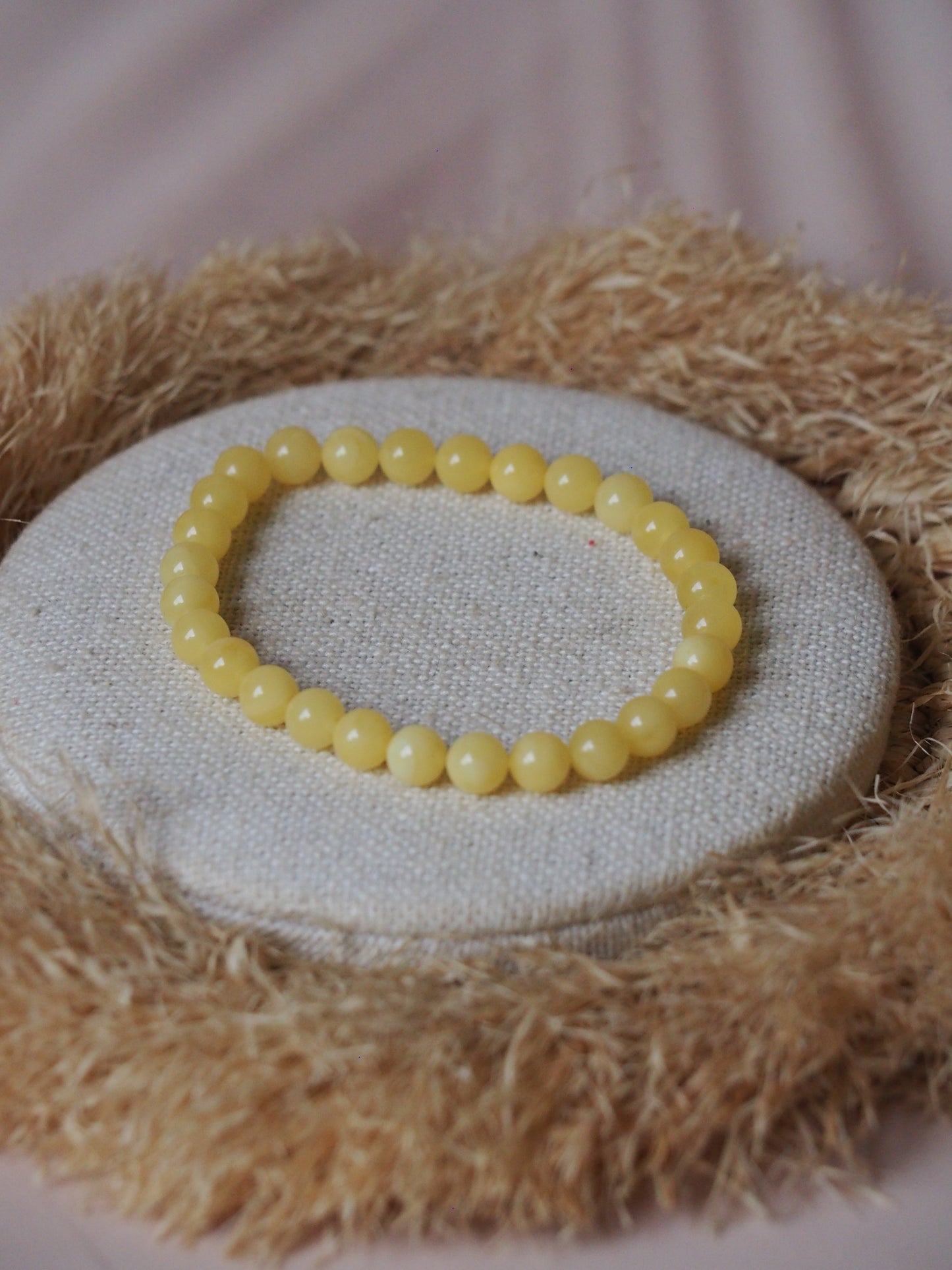 Milk/ Butterscotch Natural Amber Beaded Bracelet 6.5mm