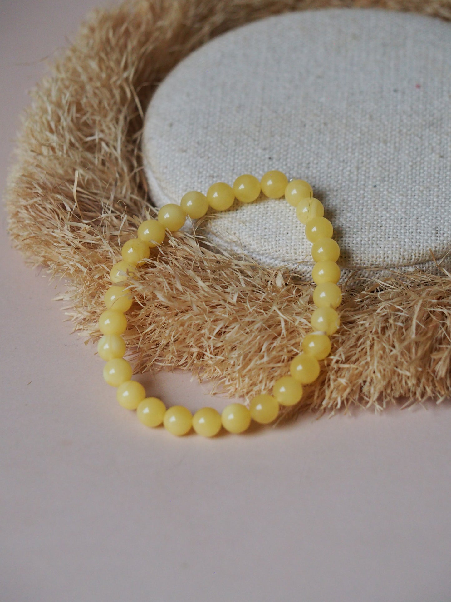 Milk/ Butterscotch Natural Amber Beaded Bracelet 6.5mm