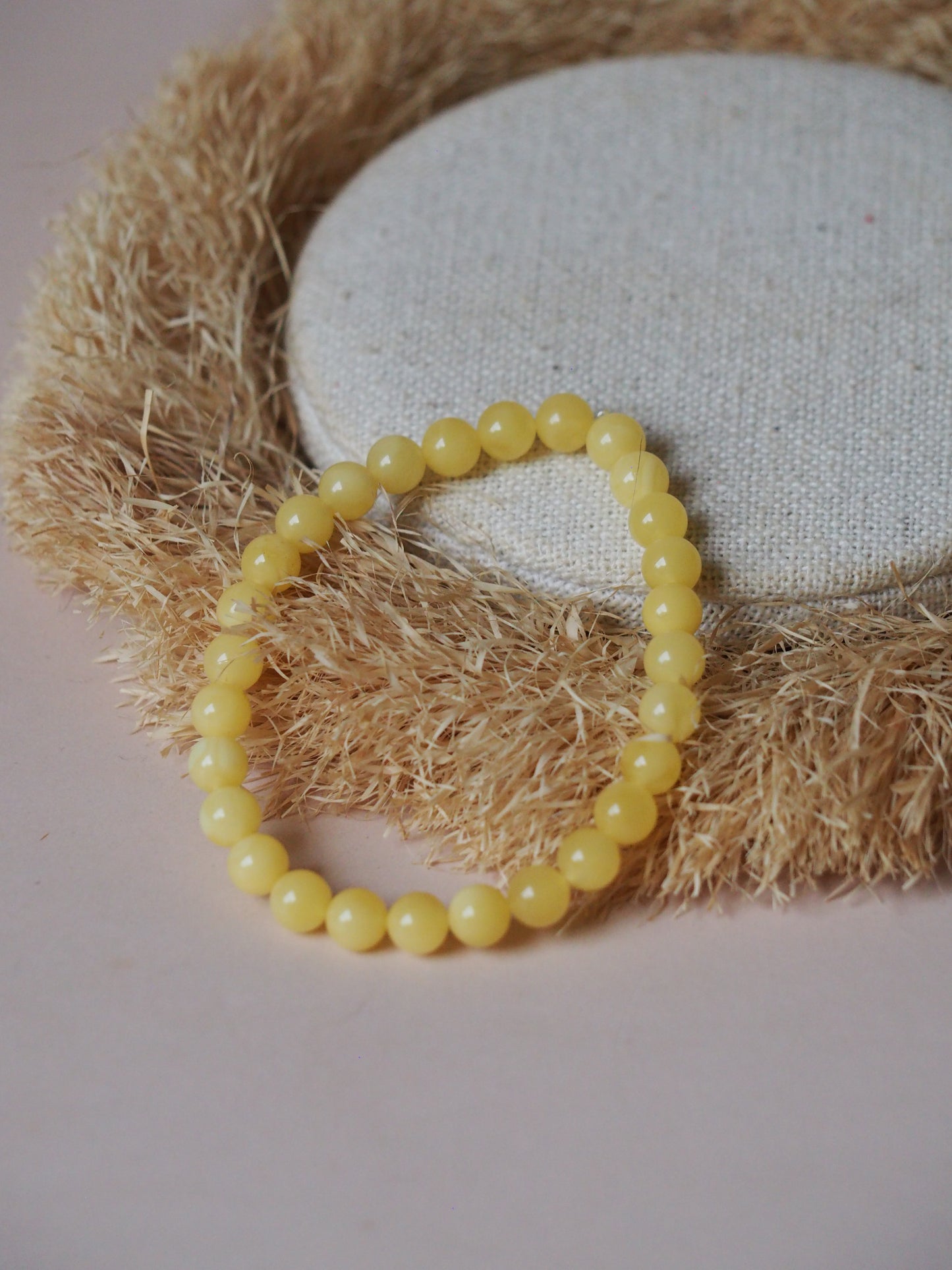 Milk/ Butterscotch Natural Amber Beaded Bracelet 6.5mm