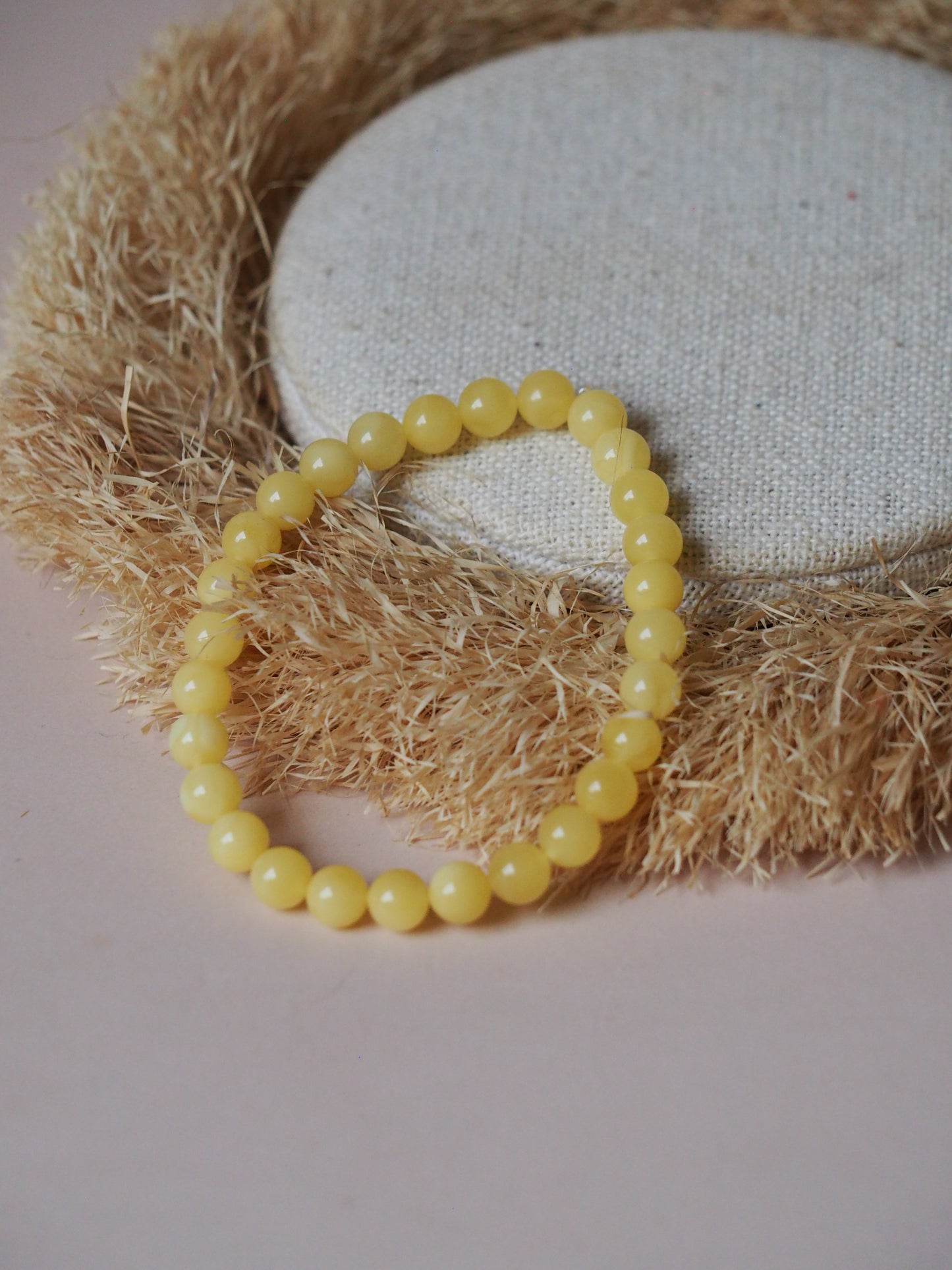 Milk/ Butterscotch Natural Amber Beaded Bracelet 6.5mm