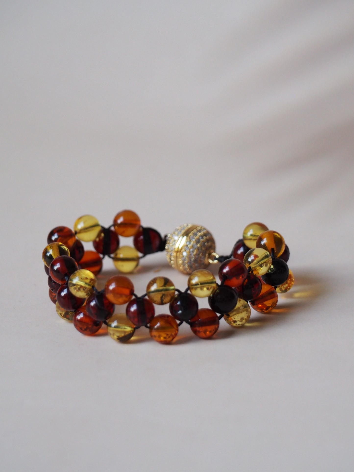 Multicolor Amber Woven Handmade Bracelet with Magnetic Clasp