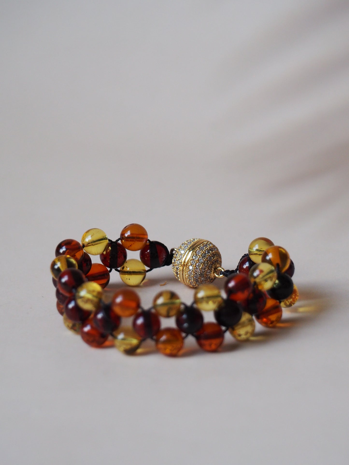 Multicolor Amber Woven Handmade Bracelet with Magnetic Clasp