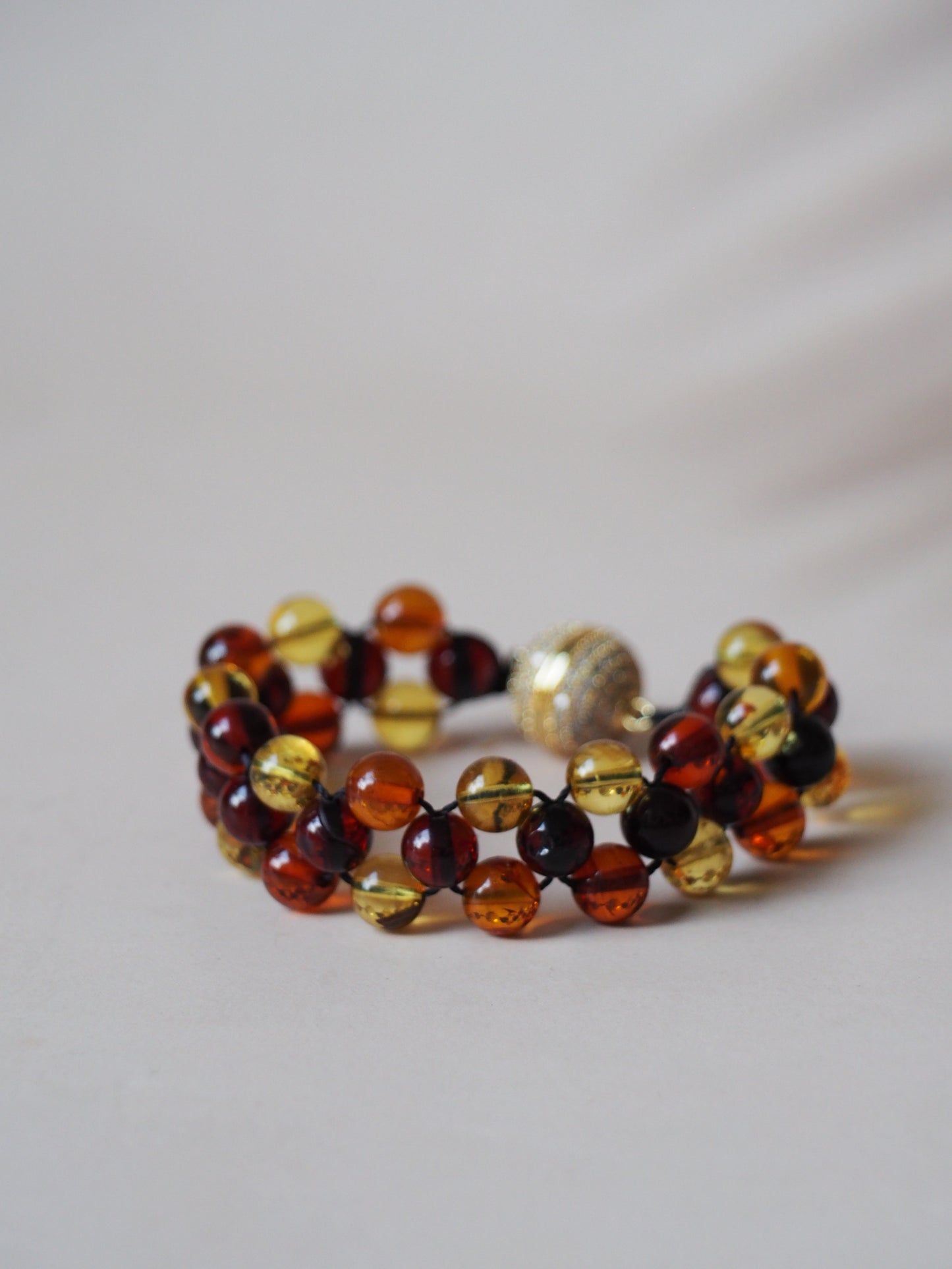 Multicolor Amber Woven Handmade Bracelet with Magnetic Clasp