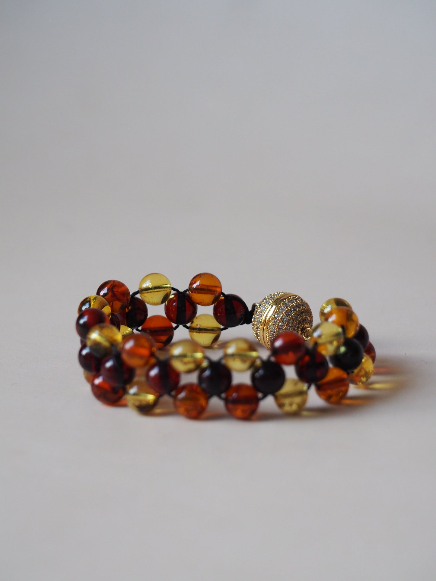 Multicolor Amber Woven Handmade Bracelet with Magnetic Clasp
