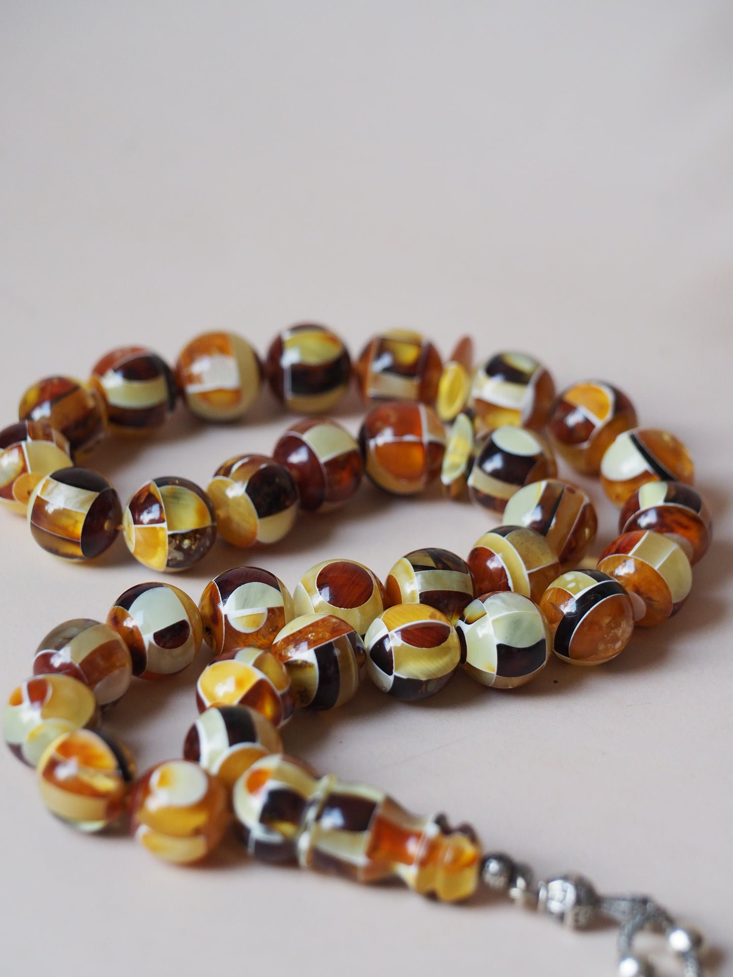 Natural Mozaic Multicolor Amber Rosary 12mm