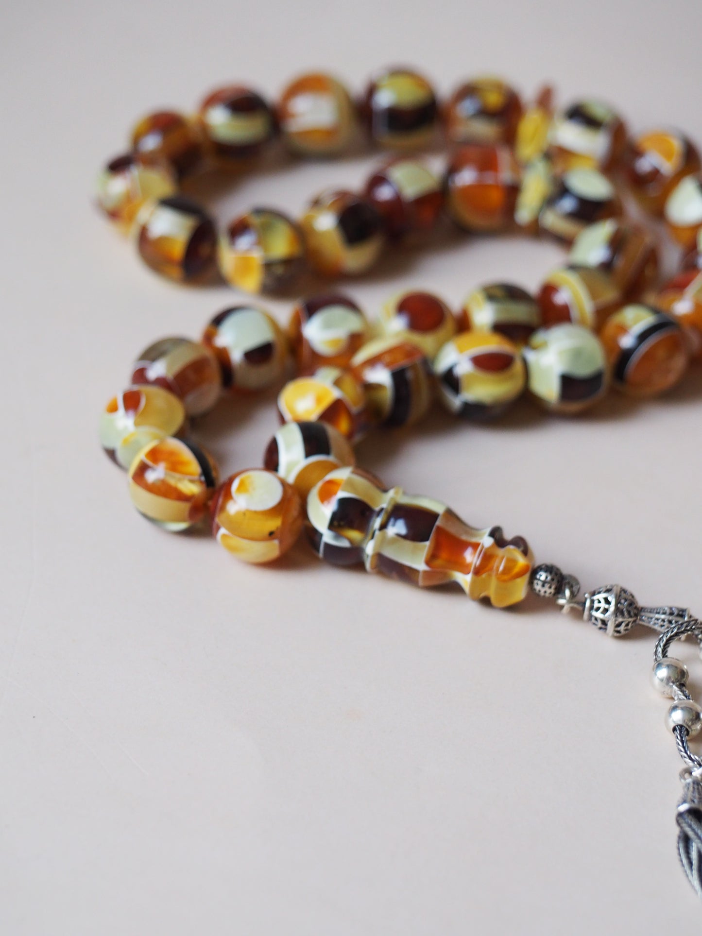 Natural Mozaic Multicolor Amber Rosary 12mm