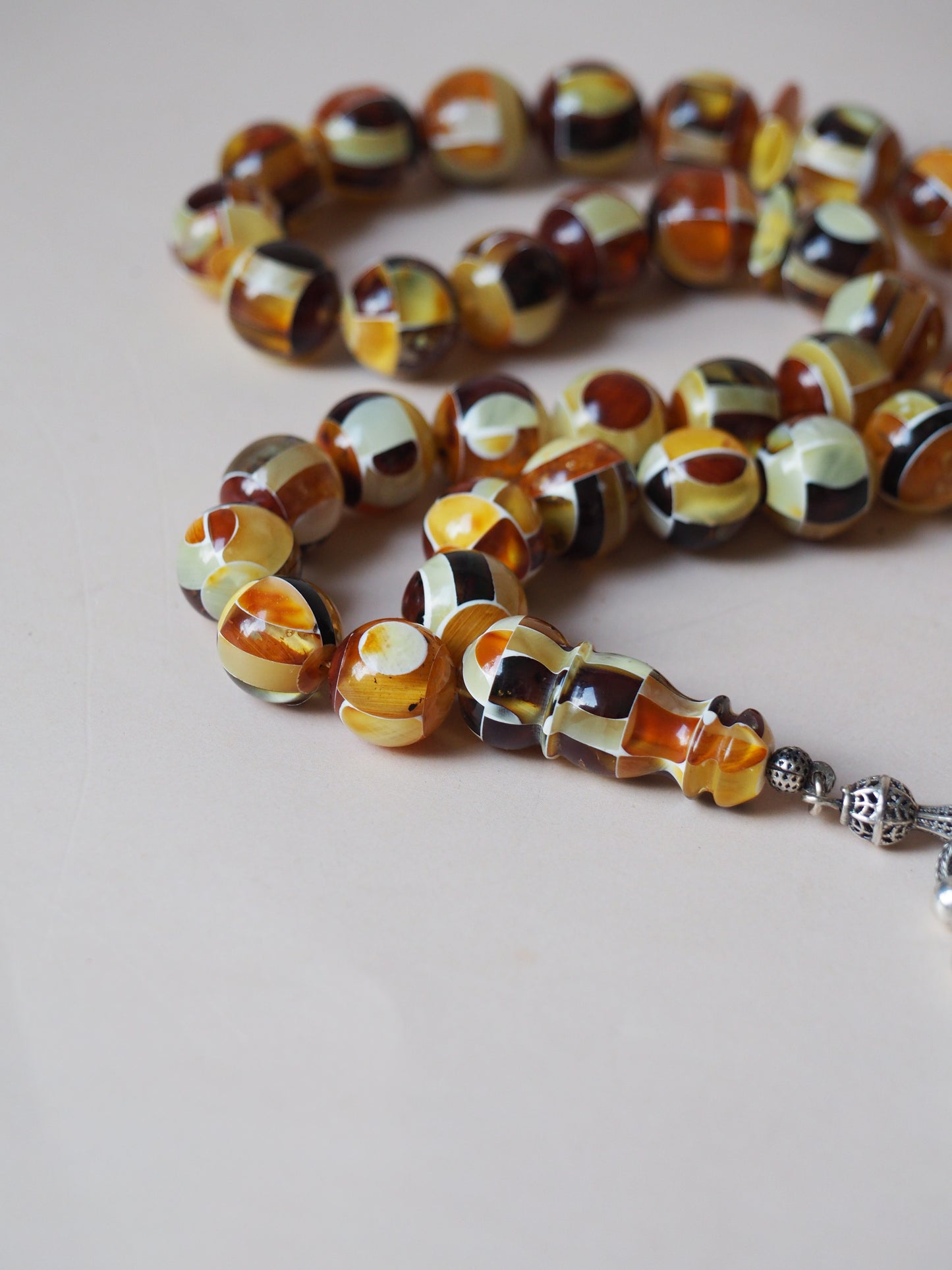 Natural Mozaic Multicolor Amber Rosary 12mm