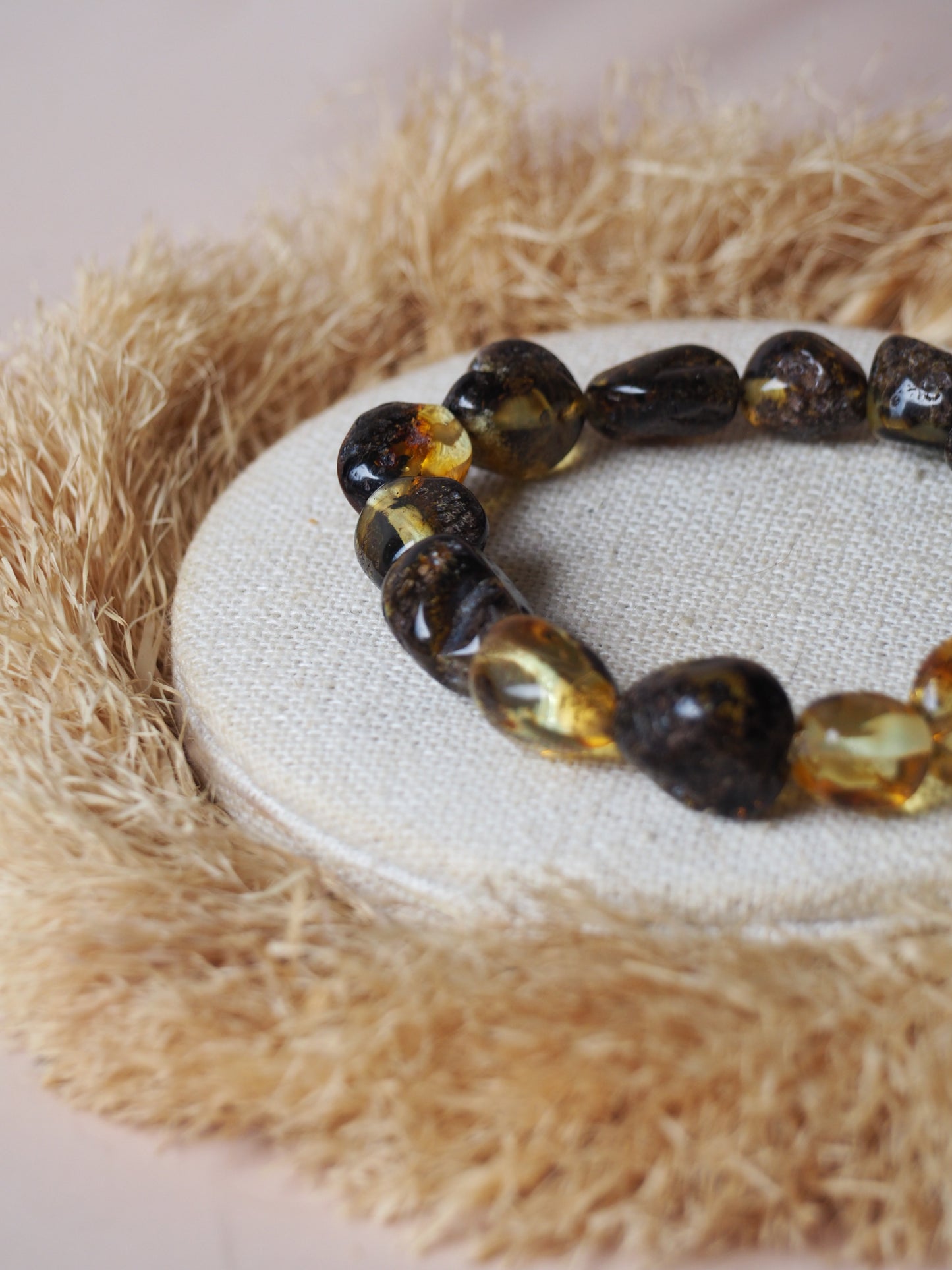 Natural Raw Amber Irregular Pieces Bracelet