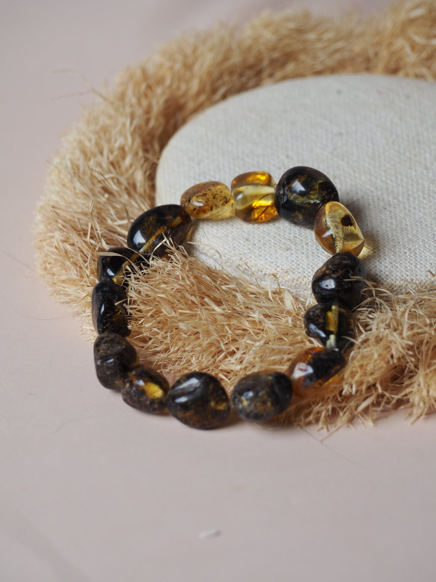 Natural Raw Amber Irregular Pieces Bracelet