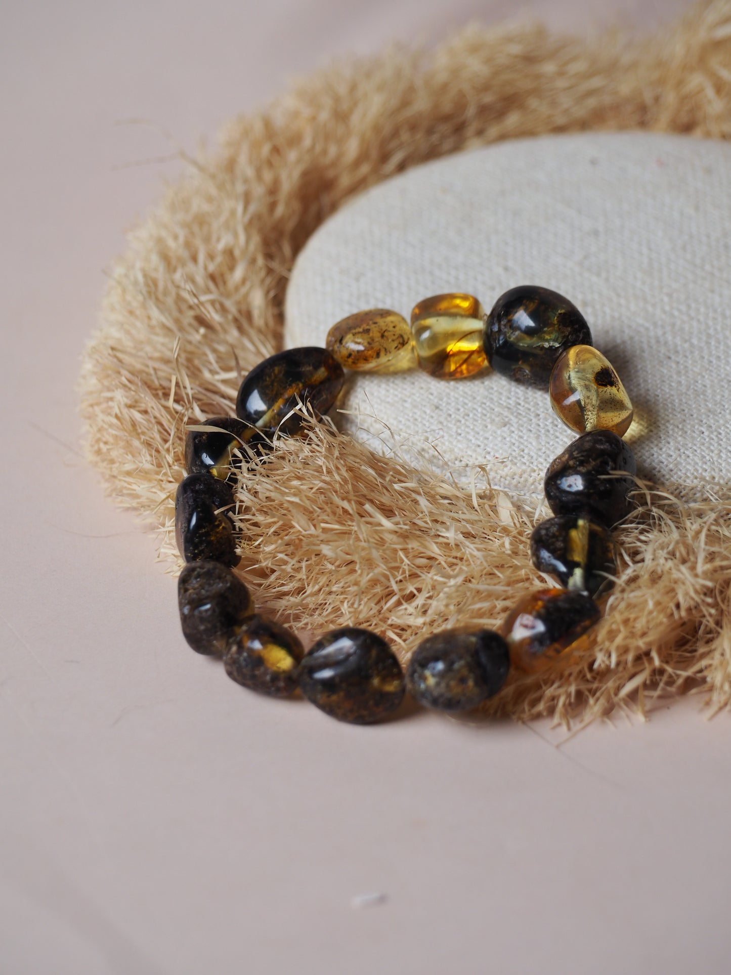 Natural Raw Amber Irregular Pieces Bracelet