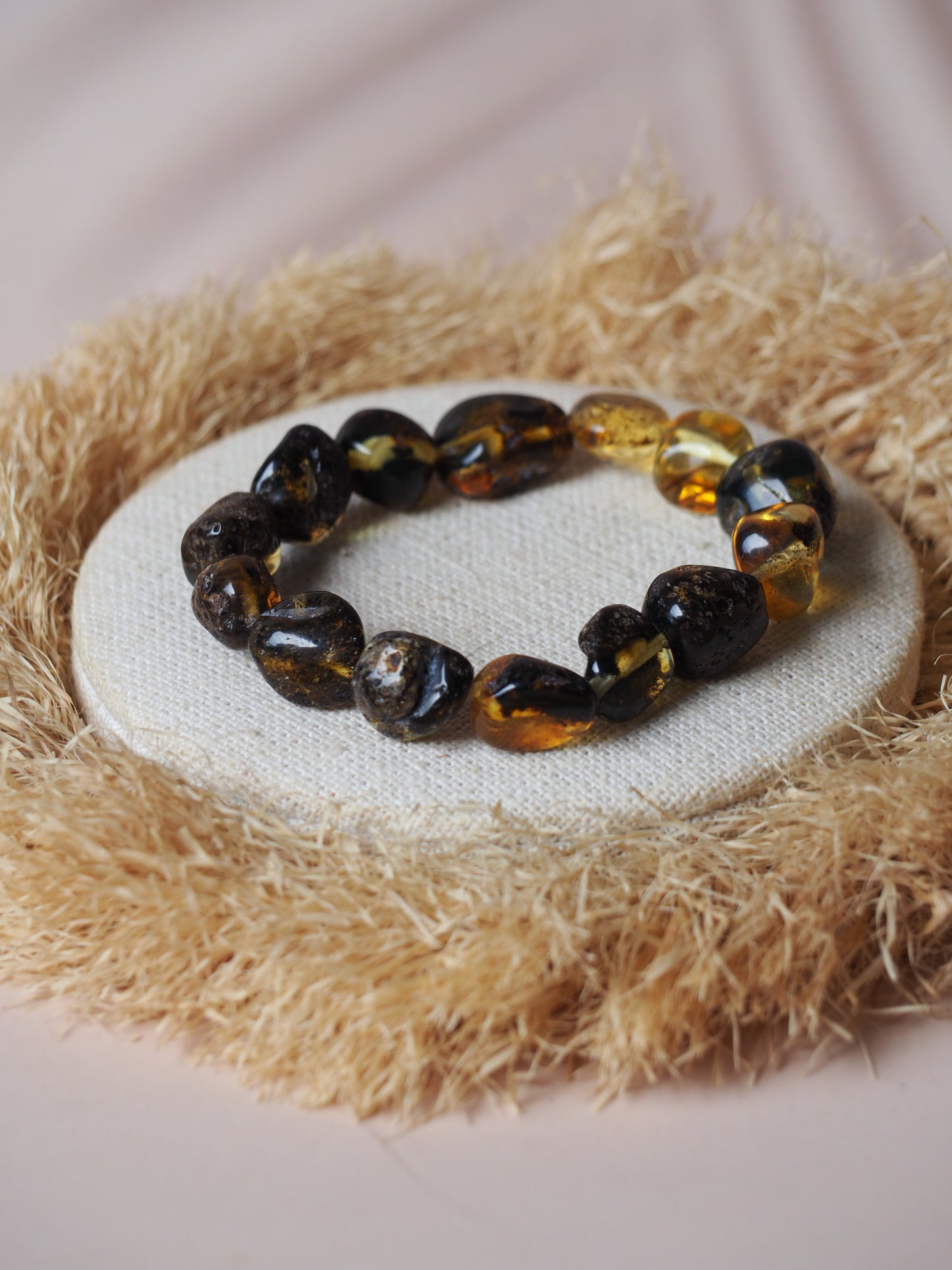 Natural Raw Amber Irregular Pieces Bracelet