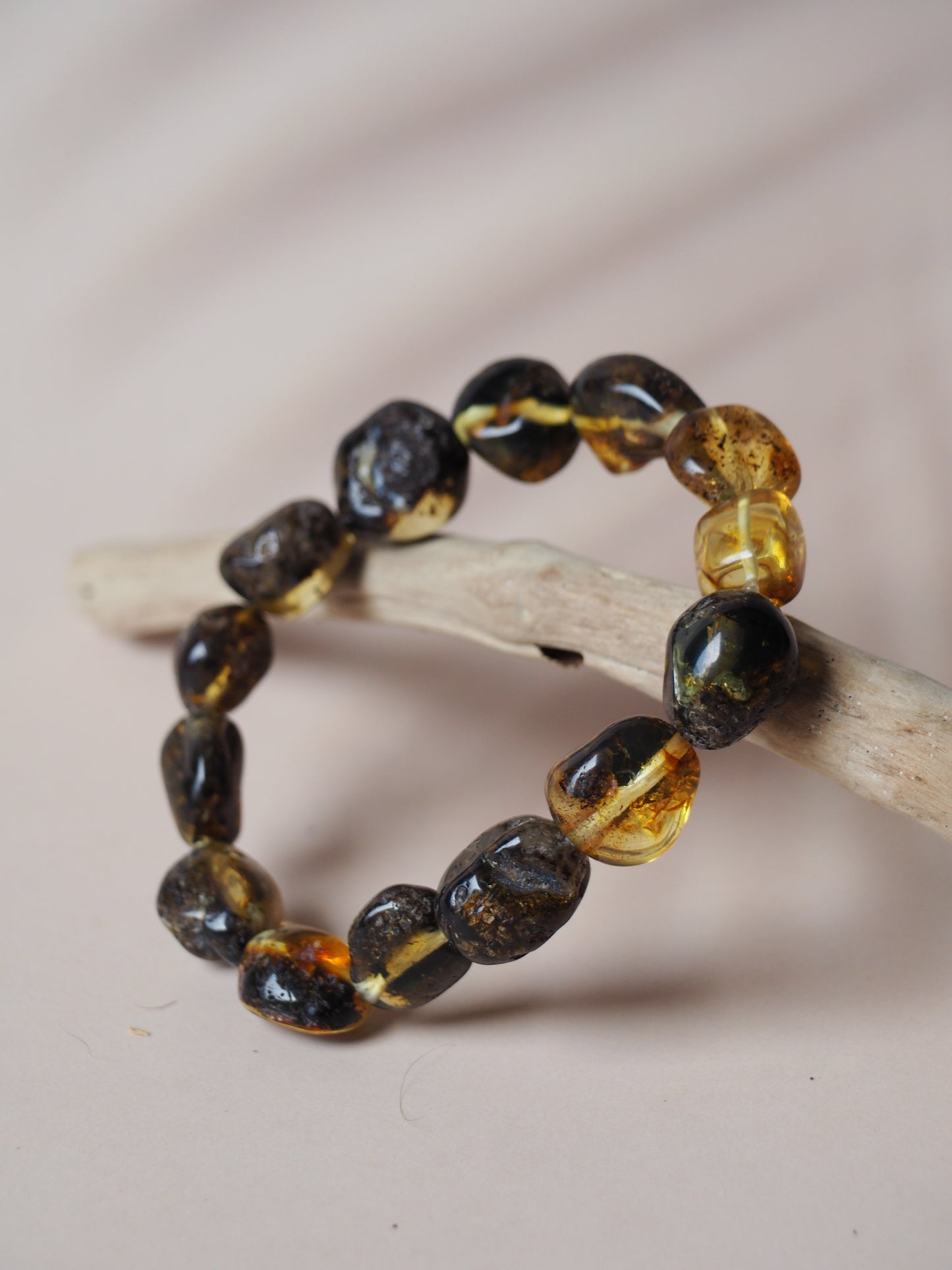 Natural Raw Amber Irregular Pieces Bracelet