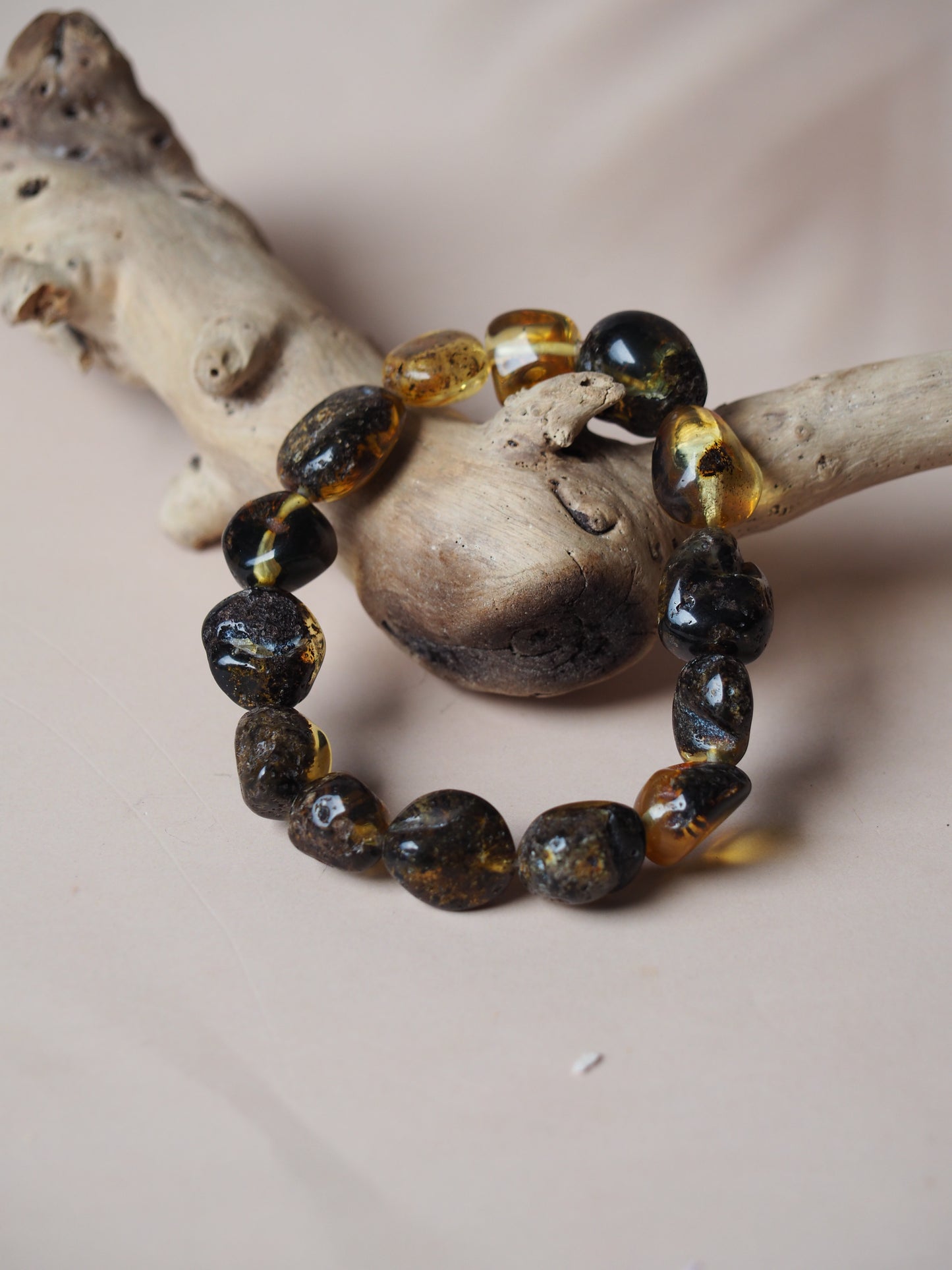 Natural Raw Amber Irregular Pieces Bracelet