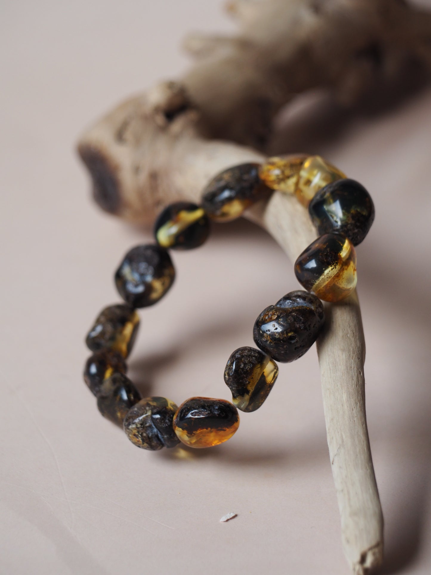 Natural Raw Amber Irregular Pieces Bracelet