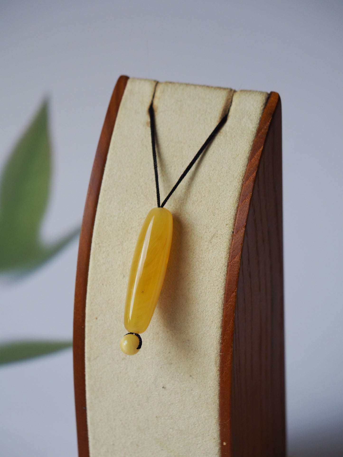 Natural Butterscotch/ Royal White Amber Oval Pendant with Ball