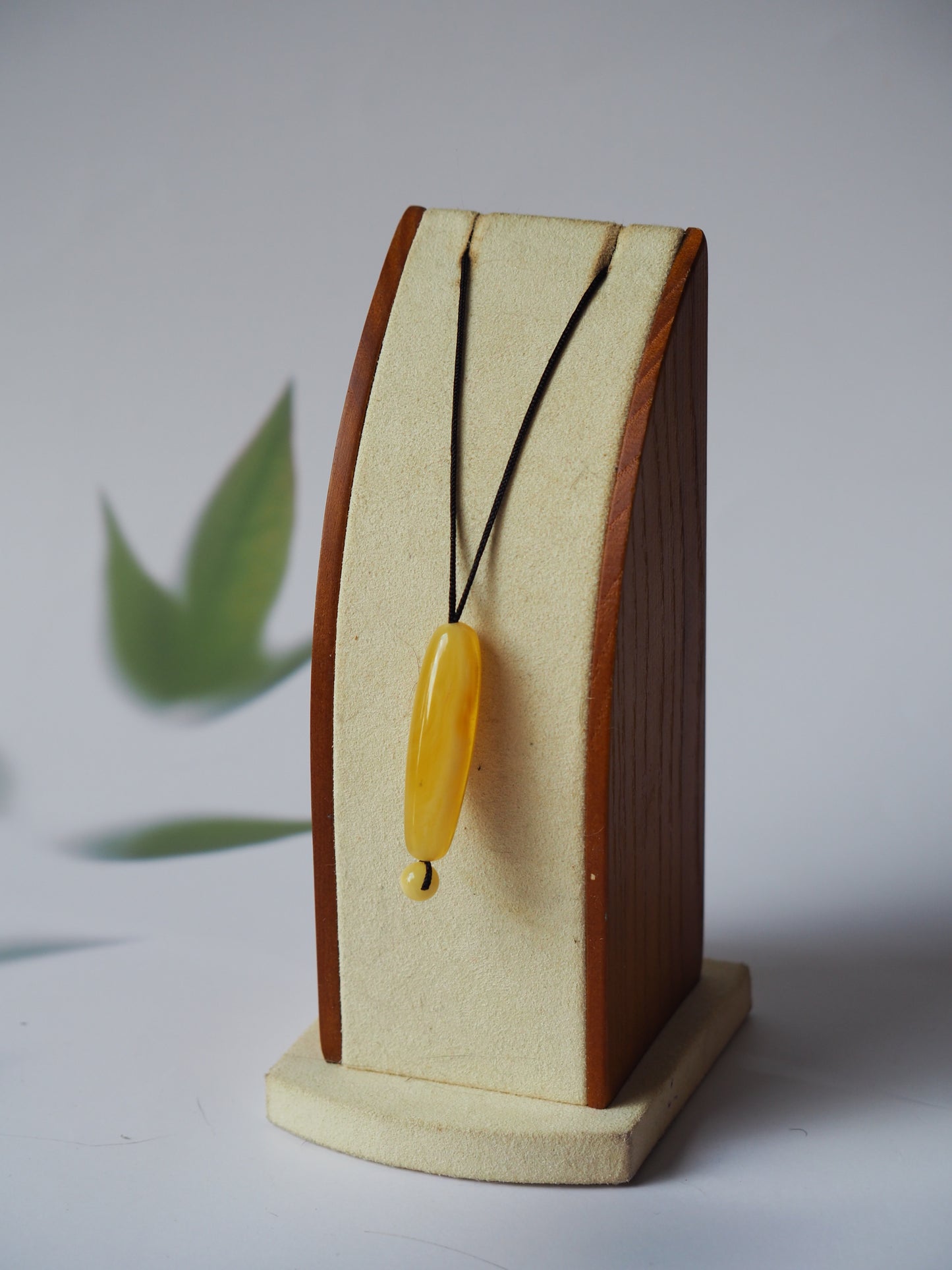 Natural Butterscotch/ Royal White Amber Oval Pendant with Ball