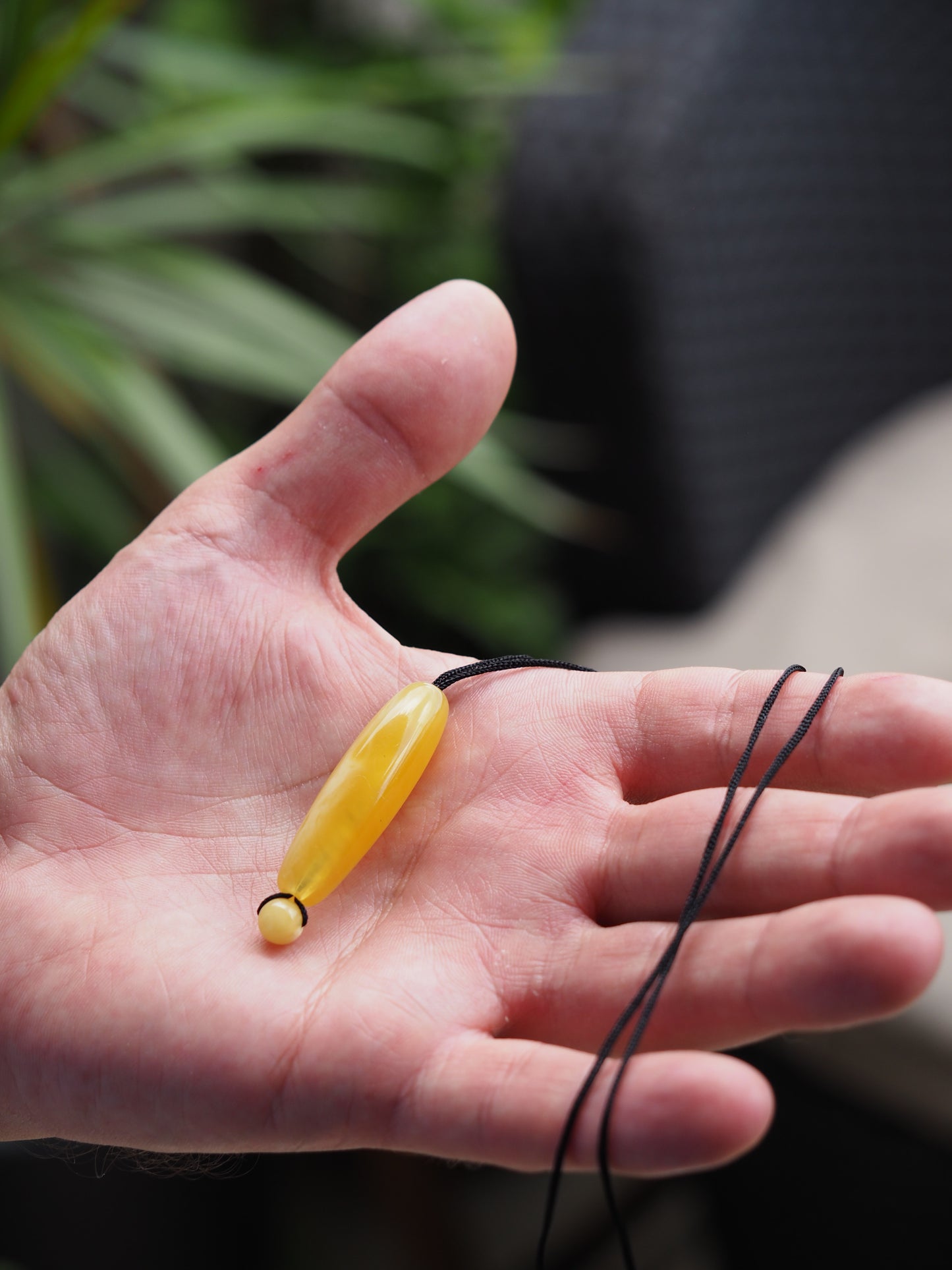 Natural Butterscotch/ Royal White Amber Oval Pendant with Ball