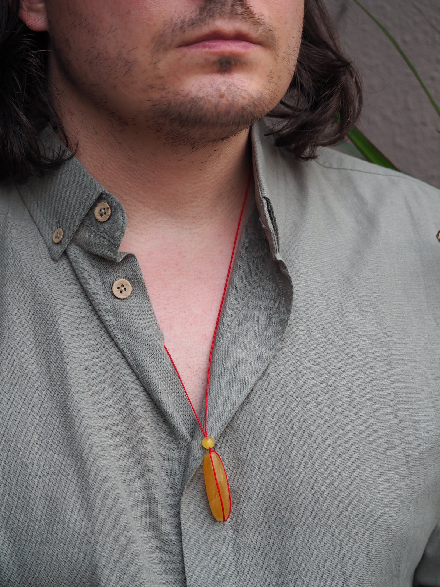 Natural Butterscotch Amber Barrel Shape Pendant with Beads