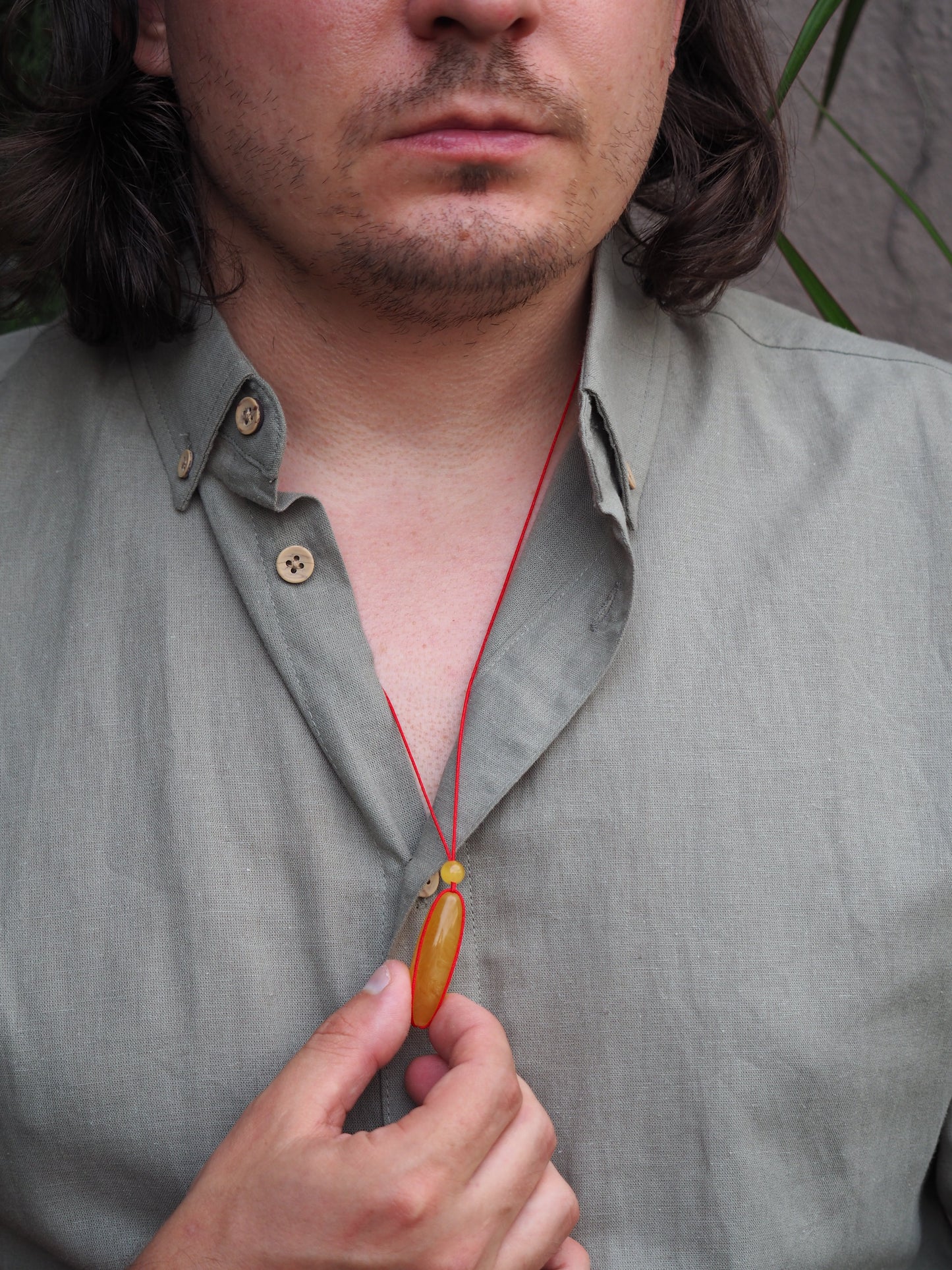 Natural Butterscotch Amber Barrel Shape Pendant with Beads