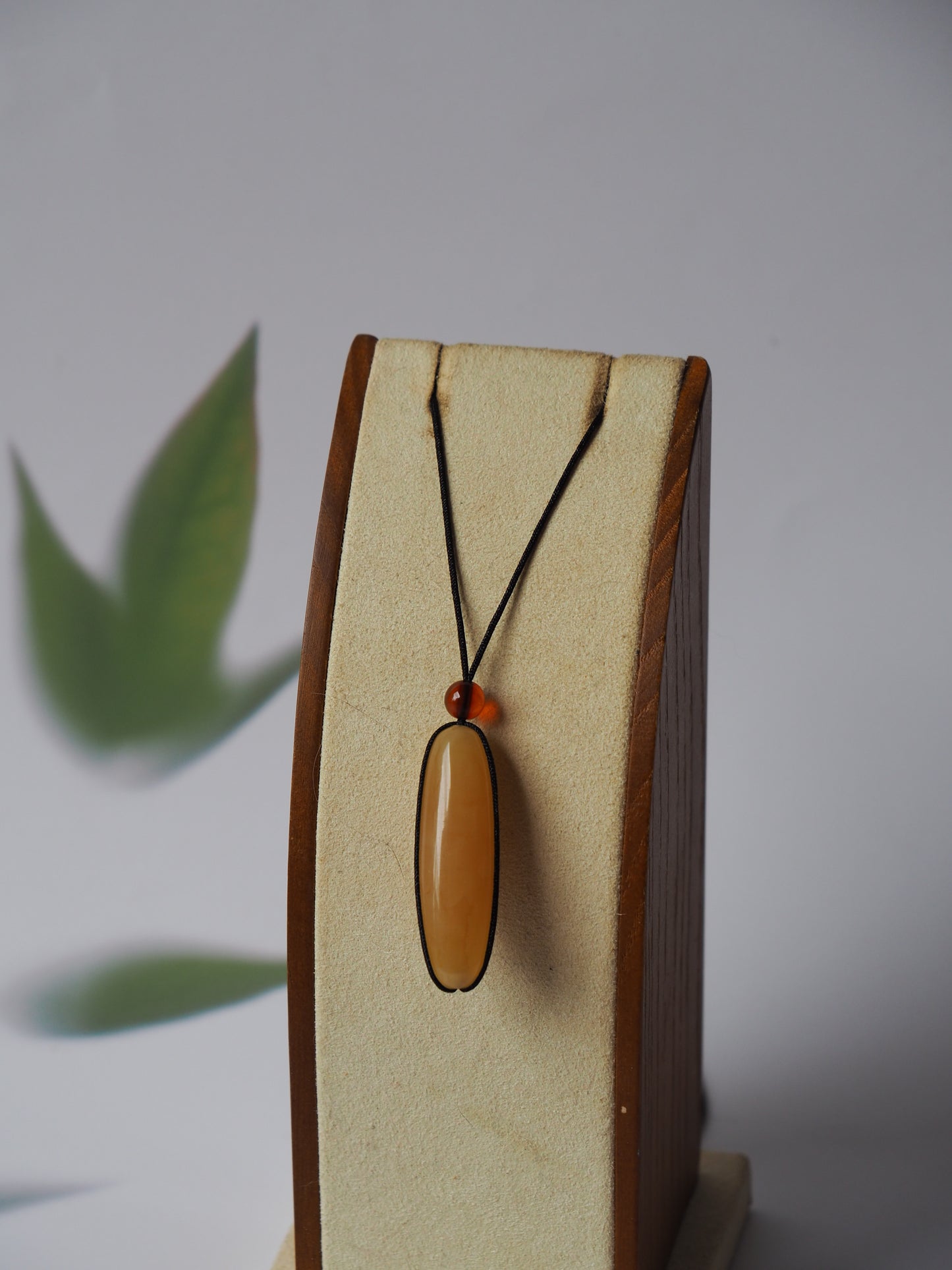 Natural Butterscotch Amber Barrel Shape Pendant with Cognac Beads