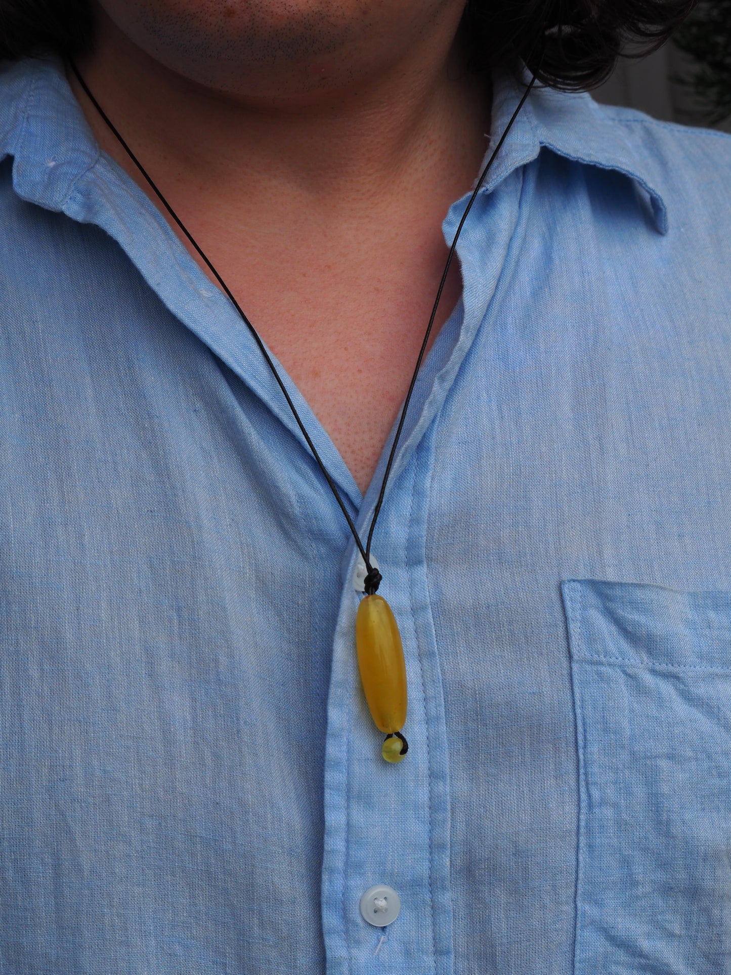 Natural Butterscotch Amber Barrel Shape Pendant with Ball
