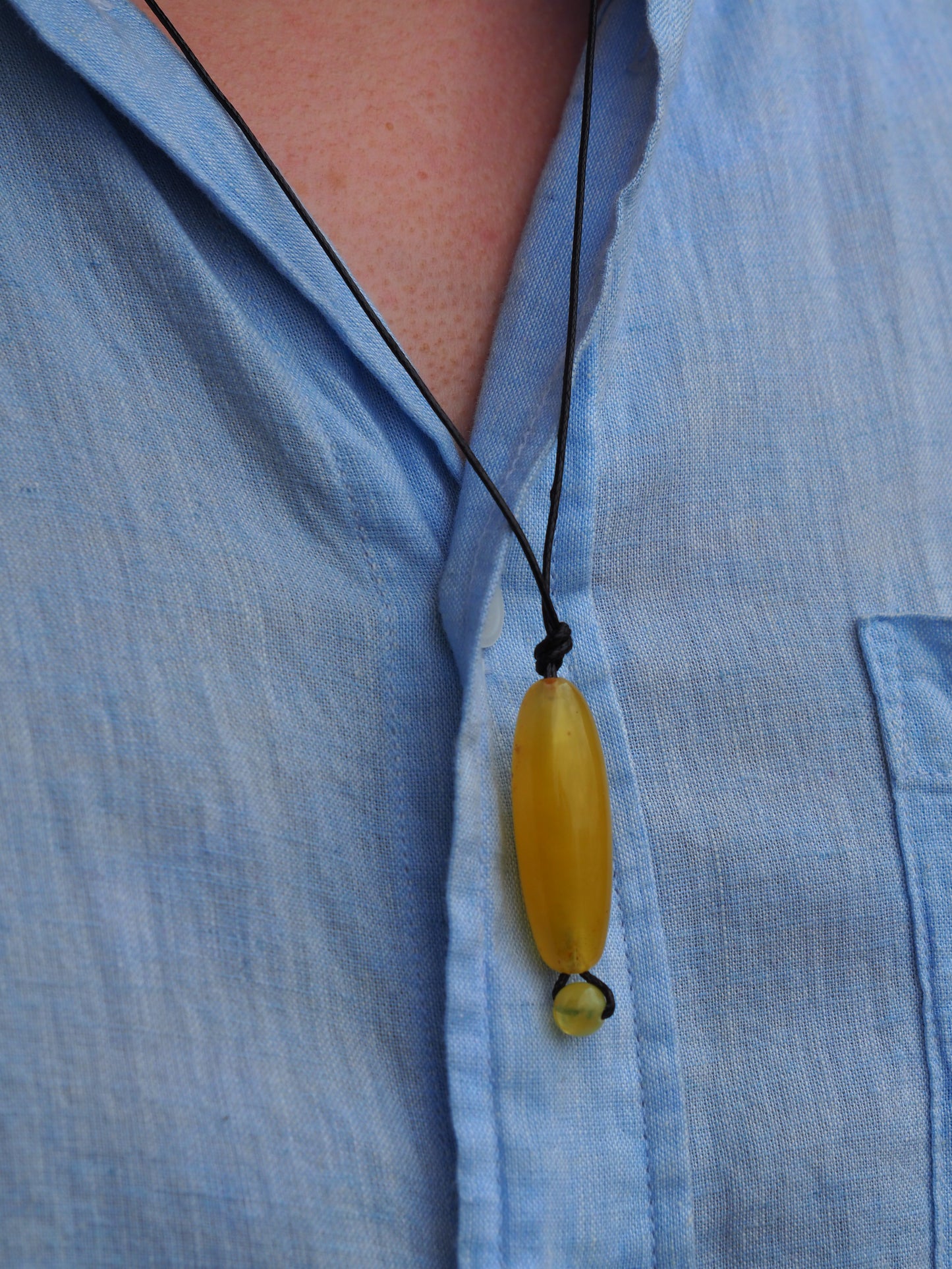 Natural Butterscotch Amber Barrel Shape Pendant with Ball
