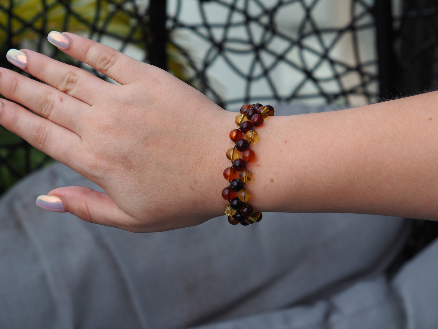 Multicolor Amber Woven Handmade Bracelet with Magnetic Clasp