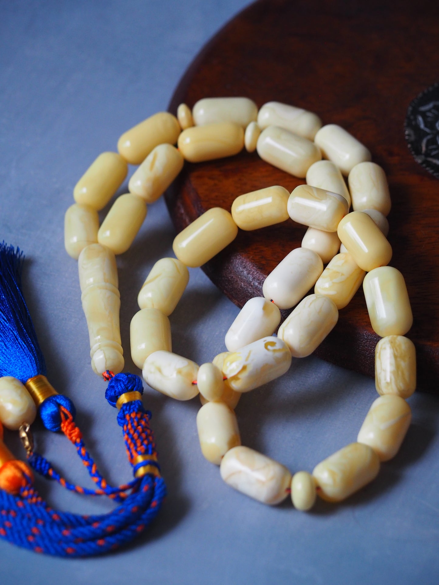 Natural Royal White Barrel Shape Tasbih 33 Beads