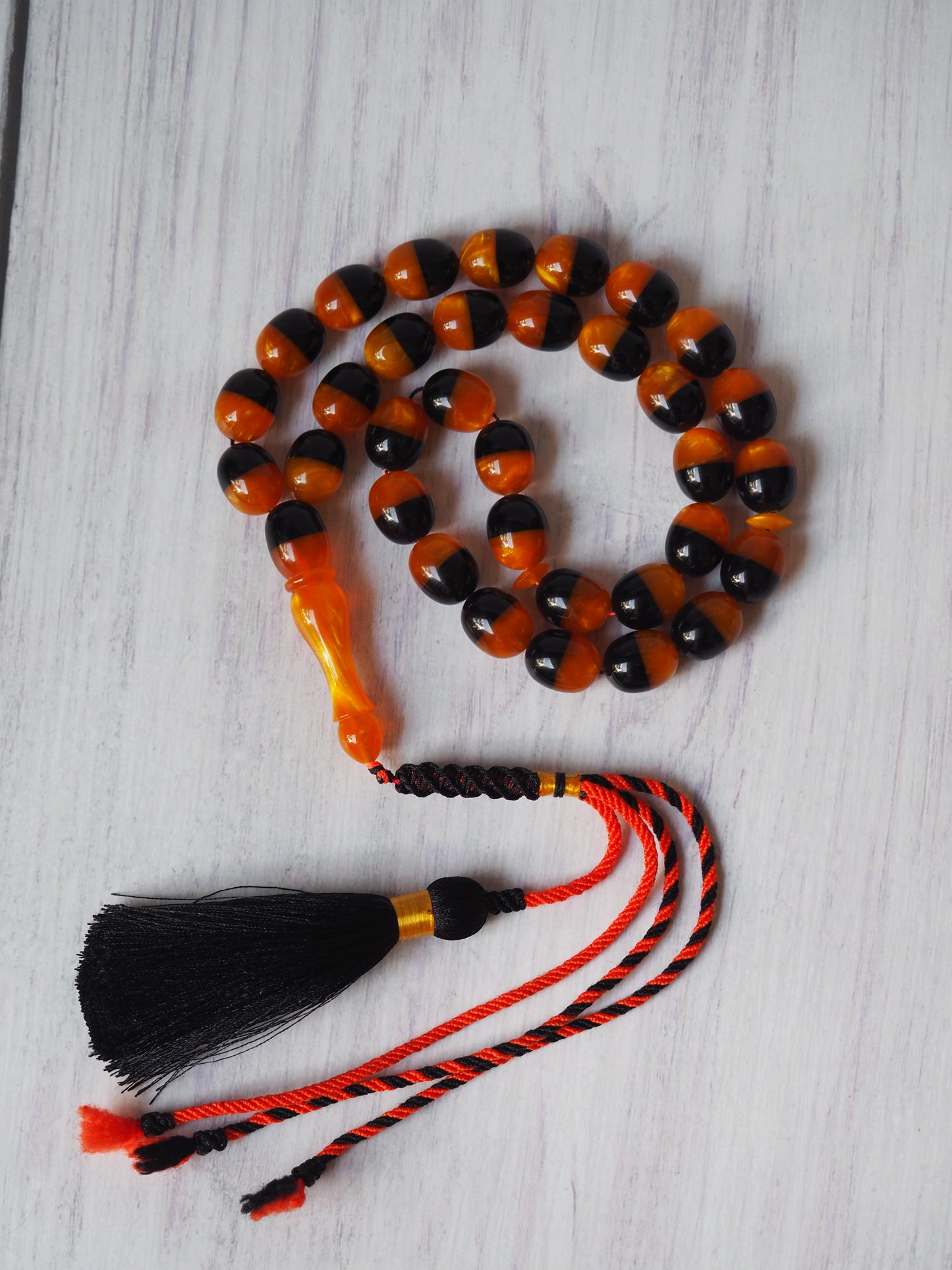 Dual Color Catalin Bakelite Rosary 33 Beads