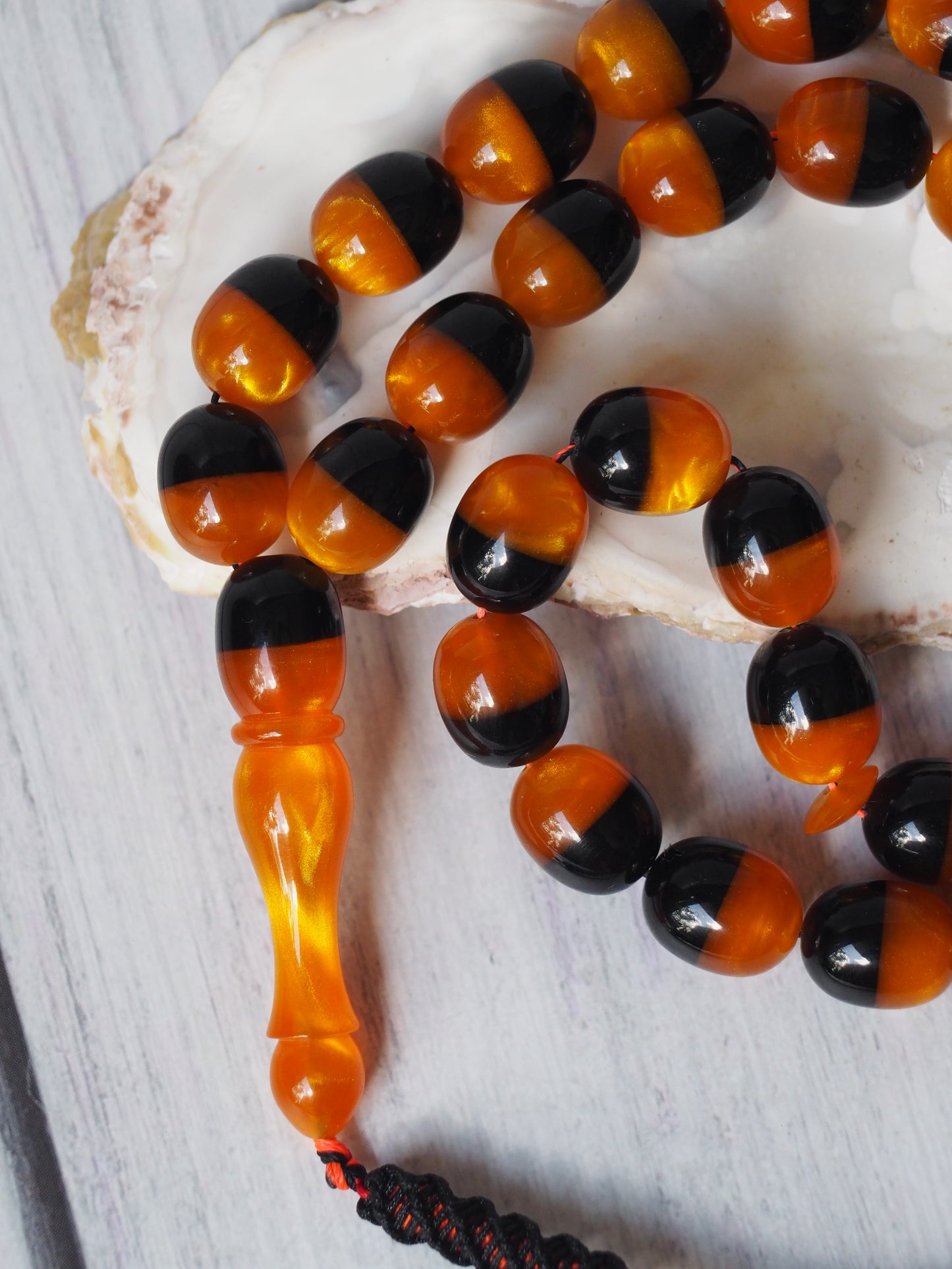 Dual Color Catalin Bakelite Rosary 33 Beads