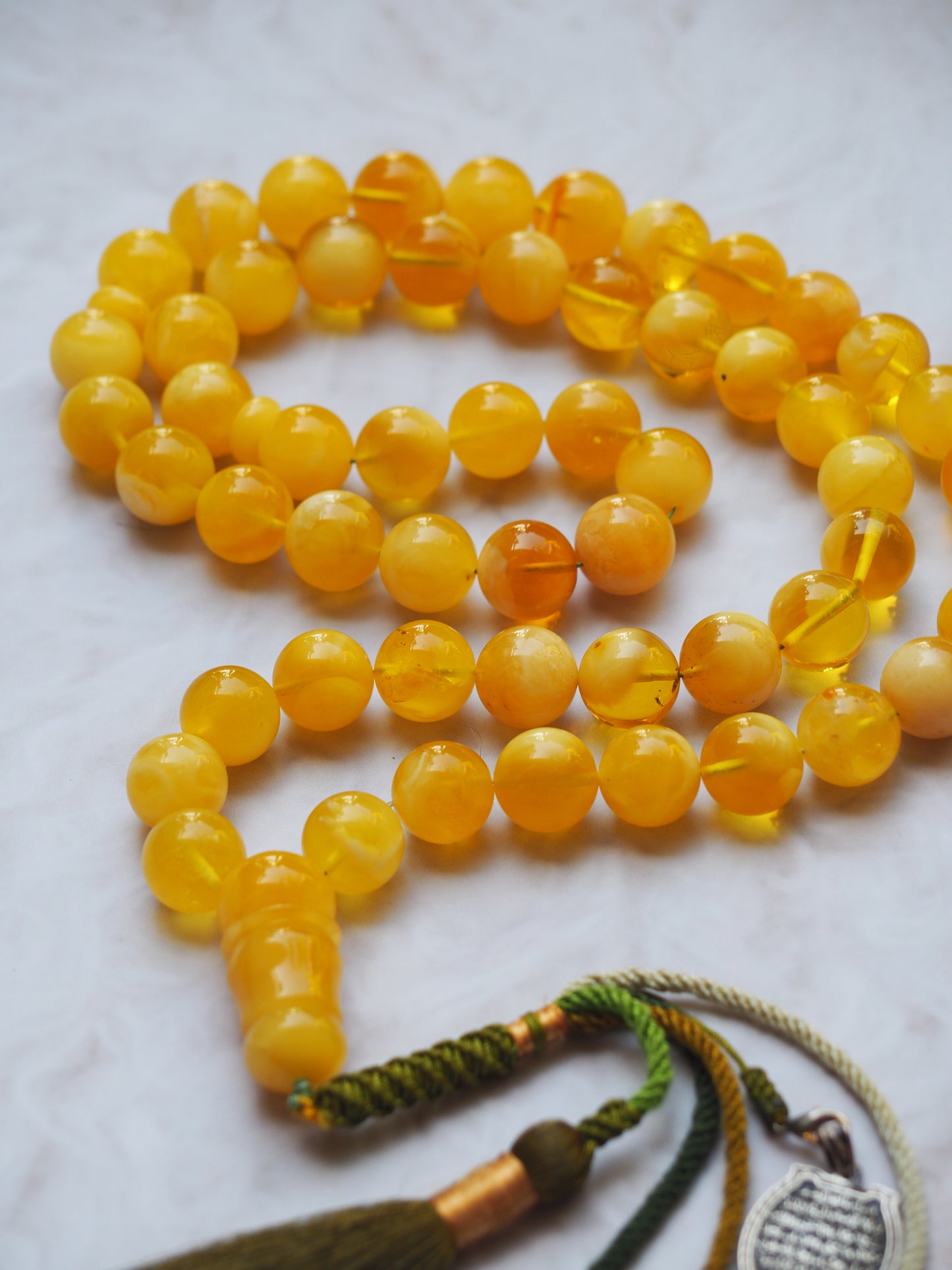 Large Natural Amber Tasbih with Multiple Color Patterns 82g 55 Beads