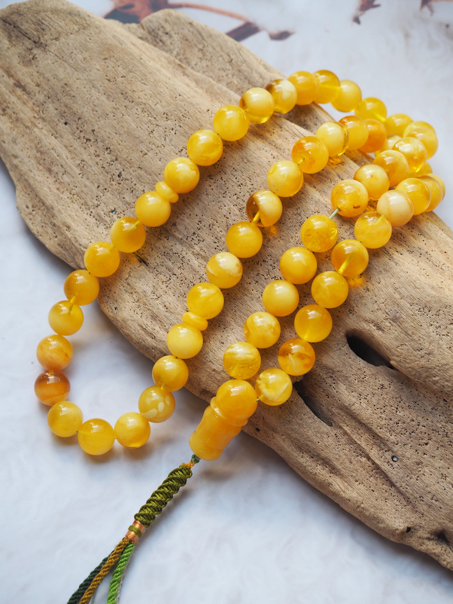 Large Natural Amber Tasbih with Multiple Color Patterns 82g 55 Beads
