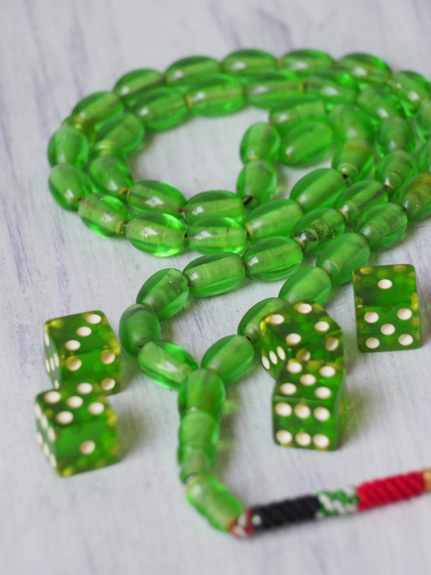 Pocket Size 7-Up Green American Bakelite Rosary 45 Beads