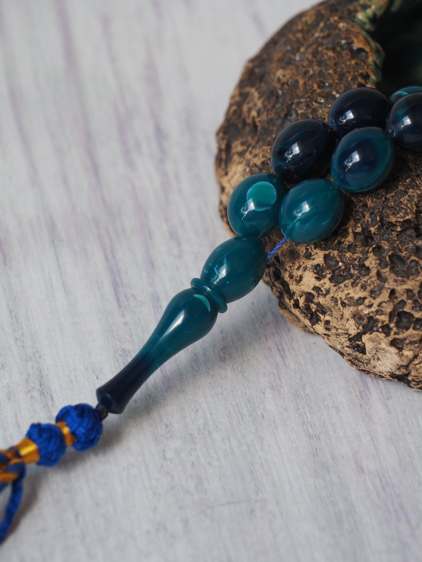 Olive Shaped Blue Moon Bakelite Tasbih 33 Beads Newly Crafted
