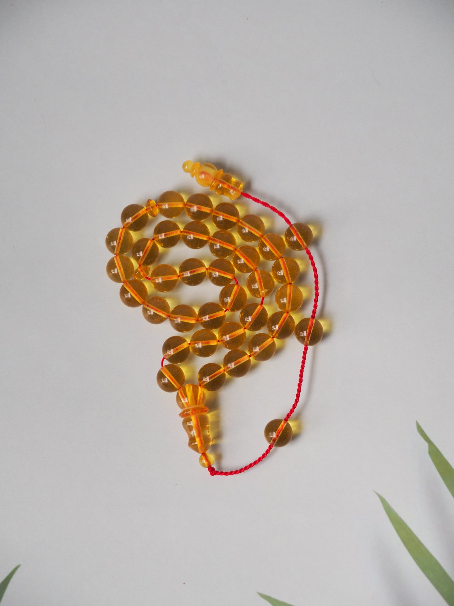 Micro Pocket Size Natural Citron Amber Rosary 33 Beads